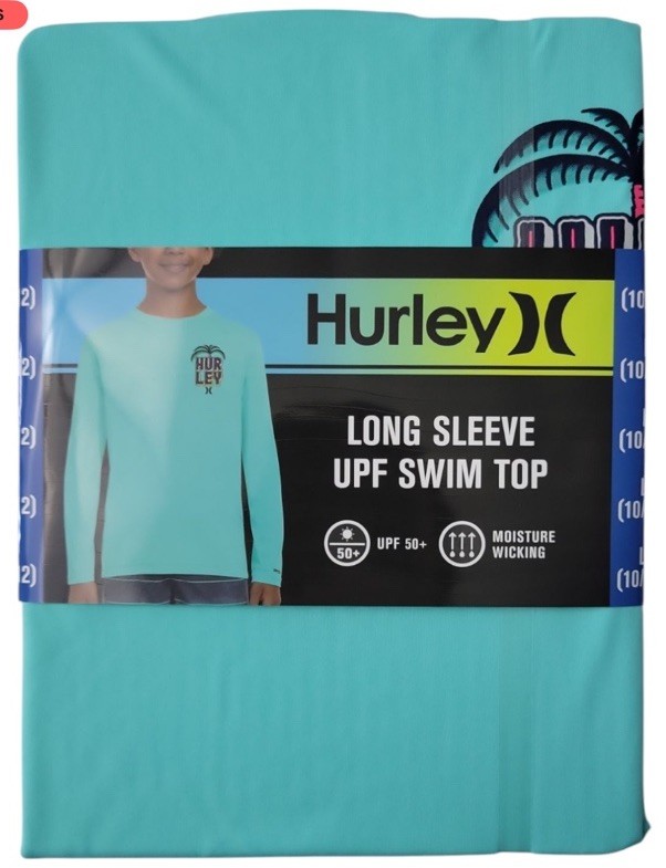 Hurley Boys Long Sleeve UPF Swim Top Size Small (6/7) NWT