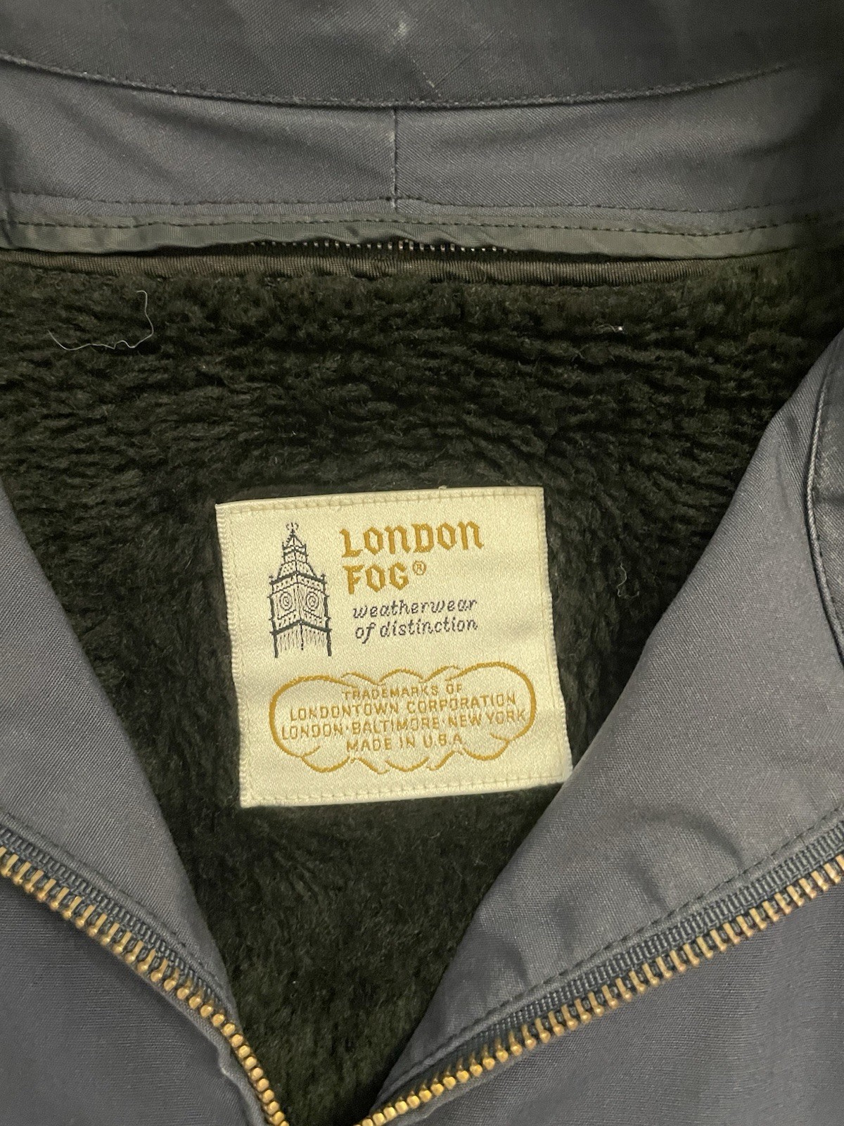 London Fog Gray Men’s L Regular Fit Lined Zip Jacket Point Collar Vintage