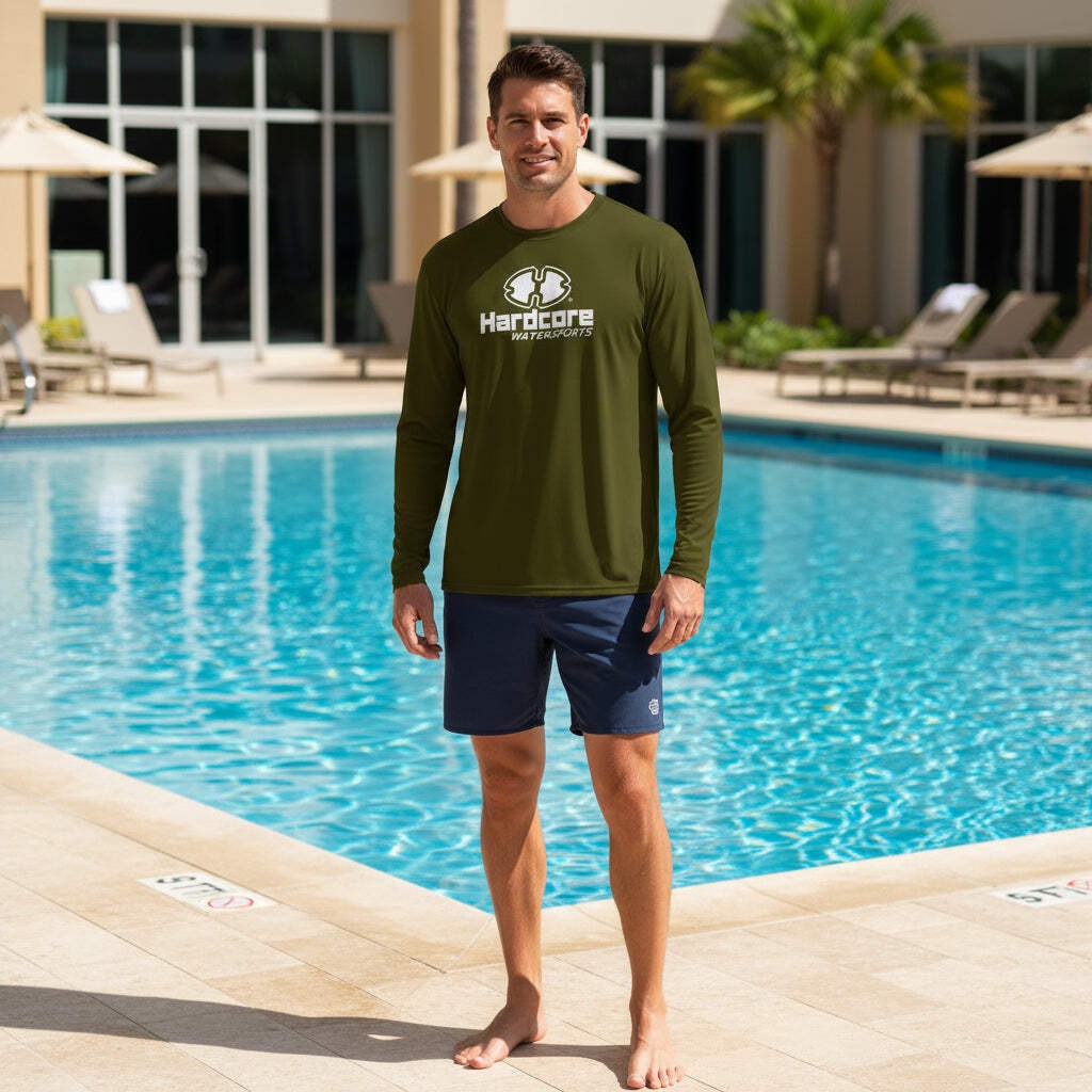 Hardcore Men’s Long Sleeve Rash Guard Surf Shirt – Relaxed Fit Swimwear Designed