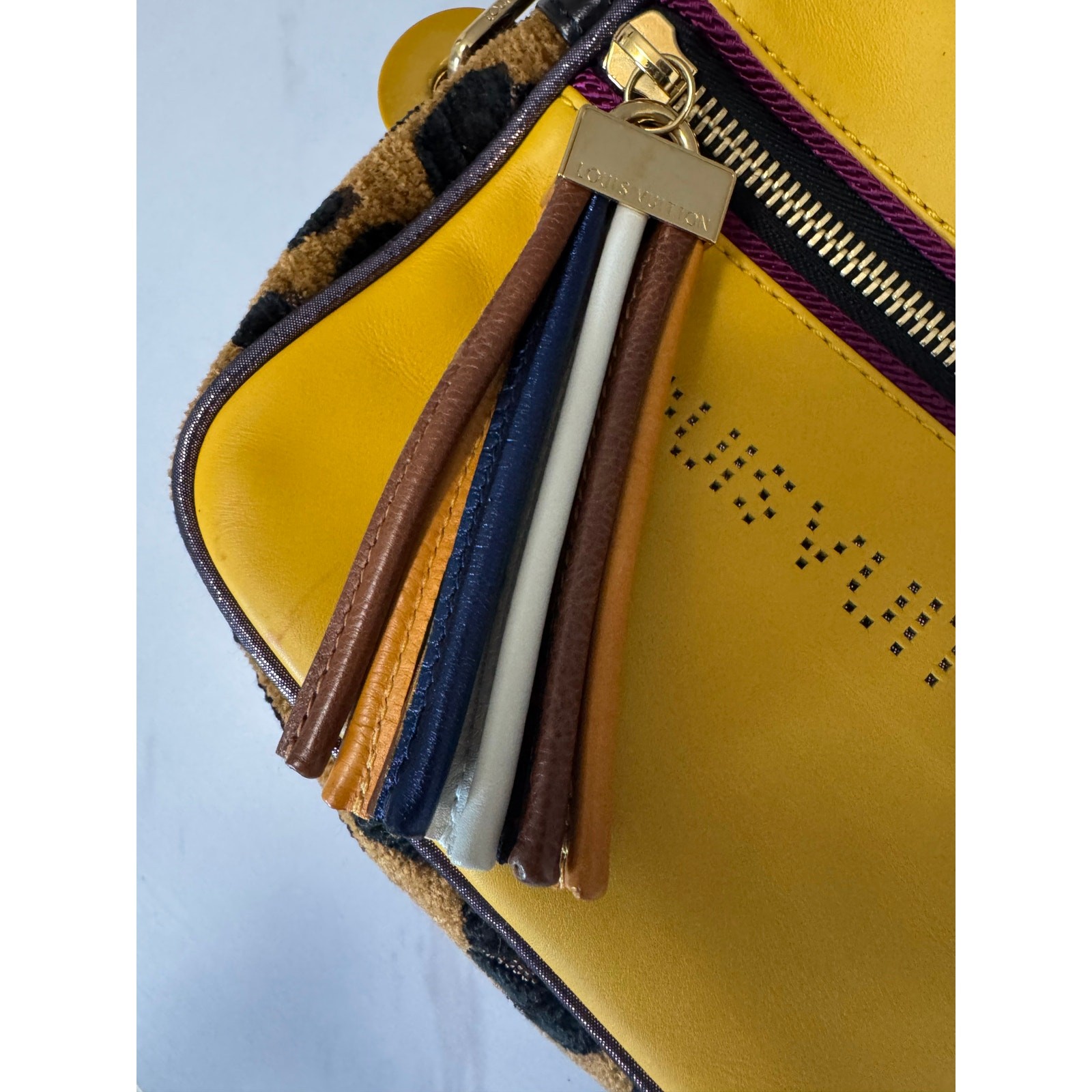 Vintage Louis Vuitton Limited Edition Savane Flight Mini Bag Yellow Leopard