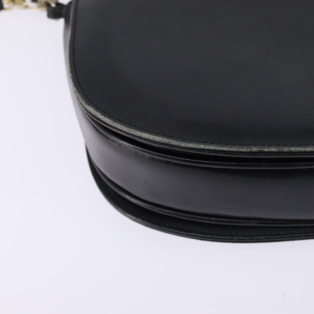 CELINE Horse Carriage Shoulder Bag Leather Navy Gold Auth BA6372