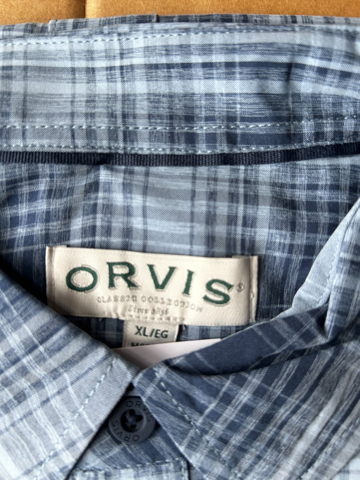 Orvis Men’s Short Sleeve Woven Tech Shirt Blue Size XL
