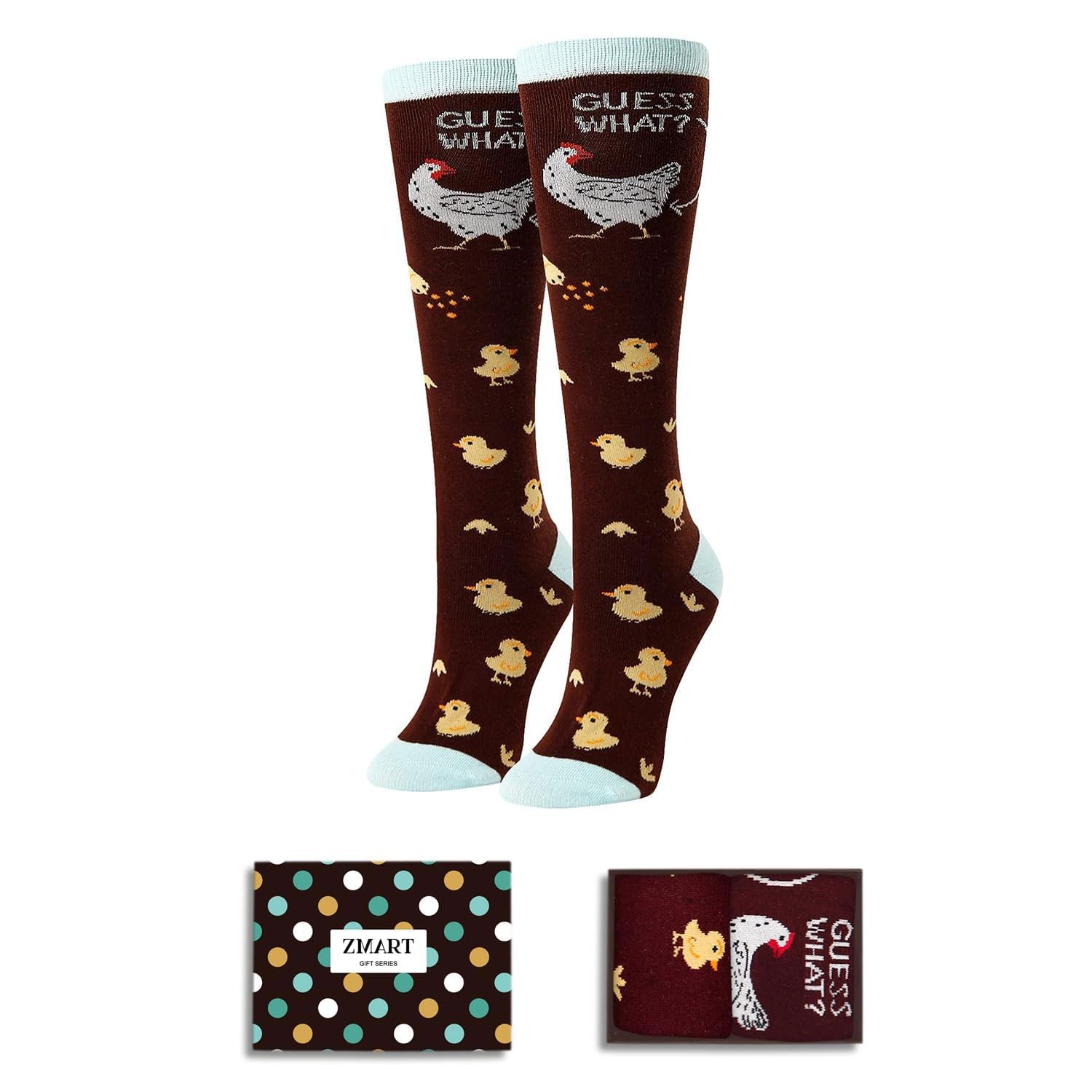 Zmart Chicken Socks for Women – Funny Rooster Medium, Knee High Black