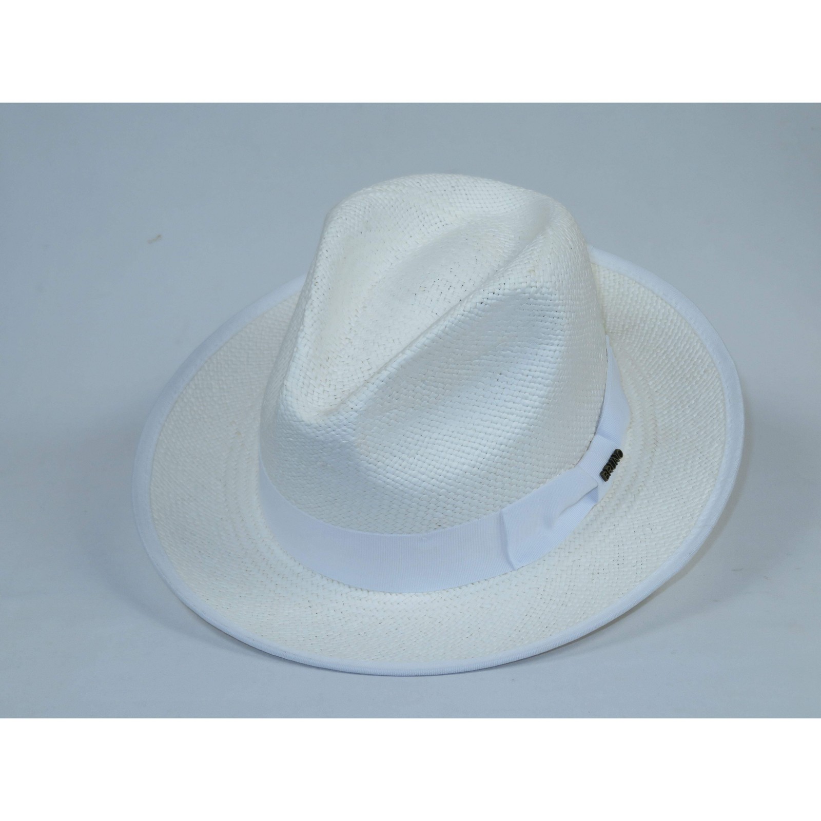 Men’s Bruno Capelo Genuine Straw Hat Snap Brim Fedora PANAMA PM593 White