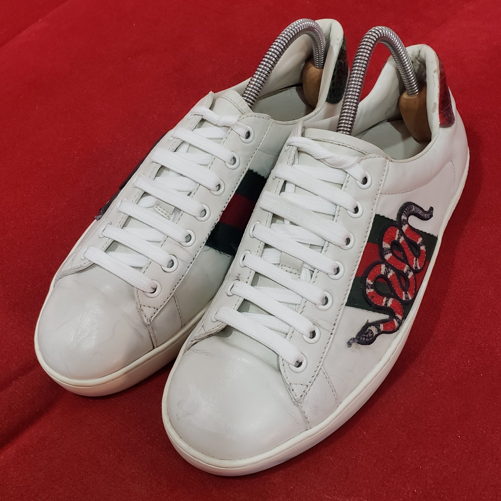 GUCCI Ace Web low sneaker snake embroidered white leather 8.5 US 41.5 EUR 456230