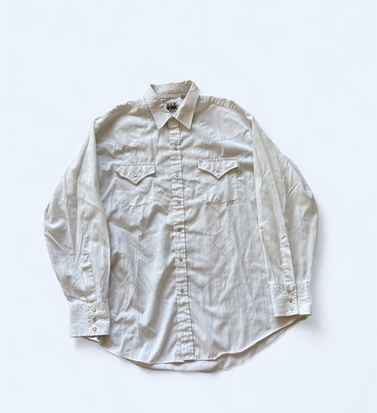 Ely Cattleman White Tonal Jacquard Western Pearl Snap Shirt Size XL 17.5 x 35