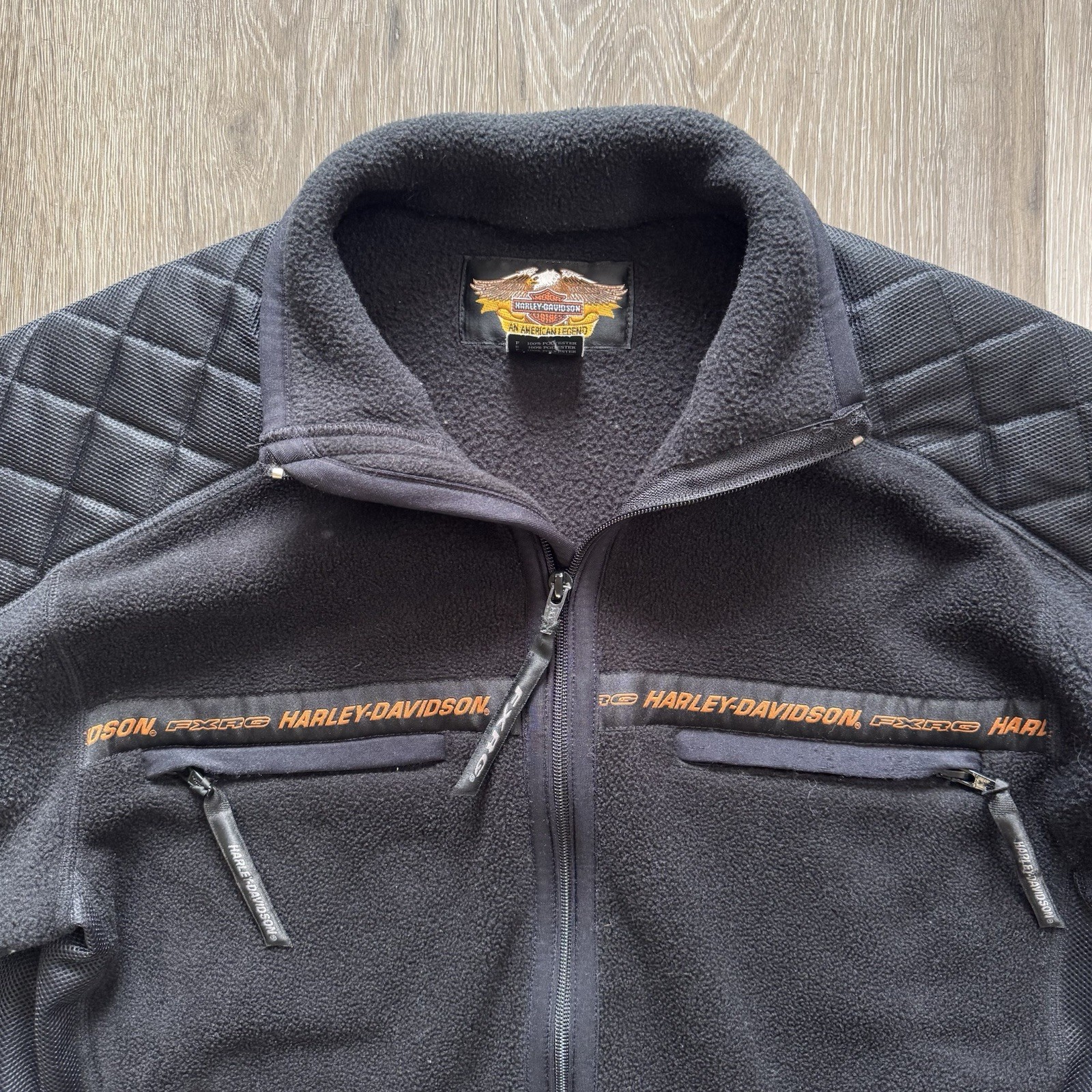 Harley Davidson Fxrg Mens Small Black Full Zip Padded Fleece Riding Jacket