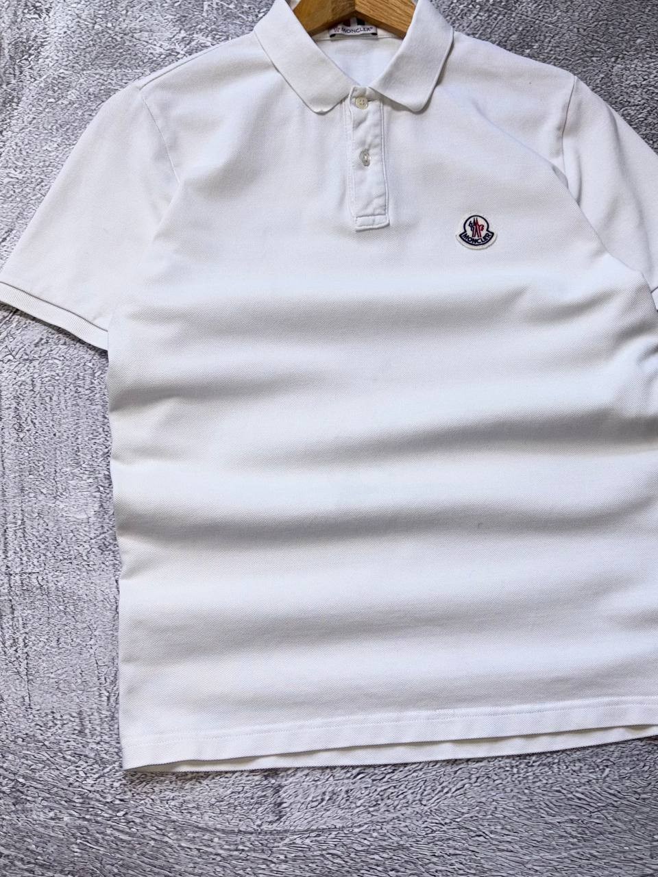 Authentic Moncler Polo Shirt White Red Blue Size S Logo