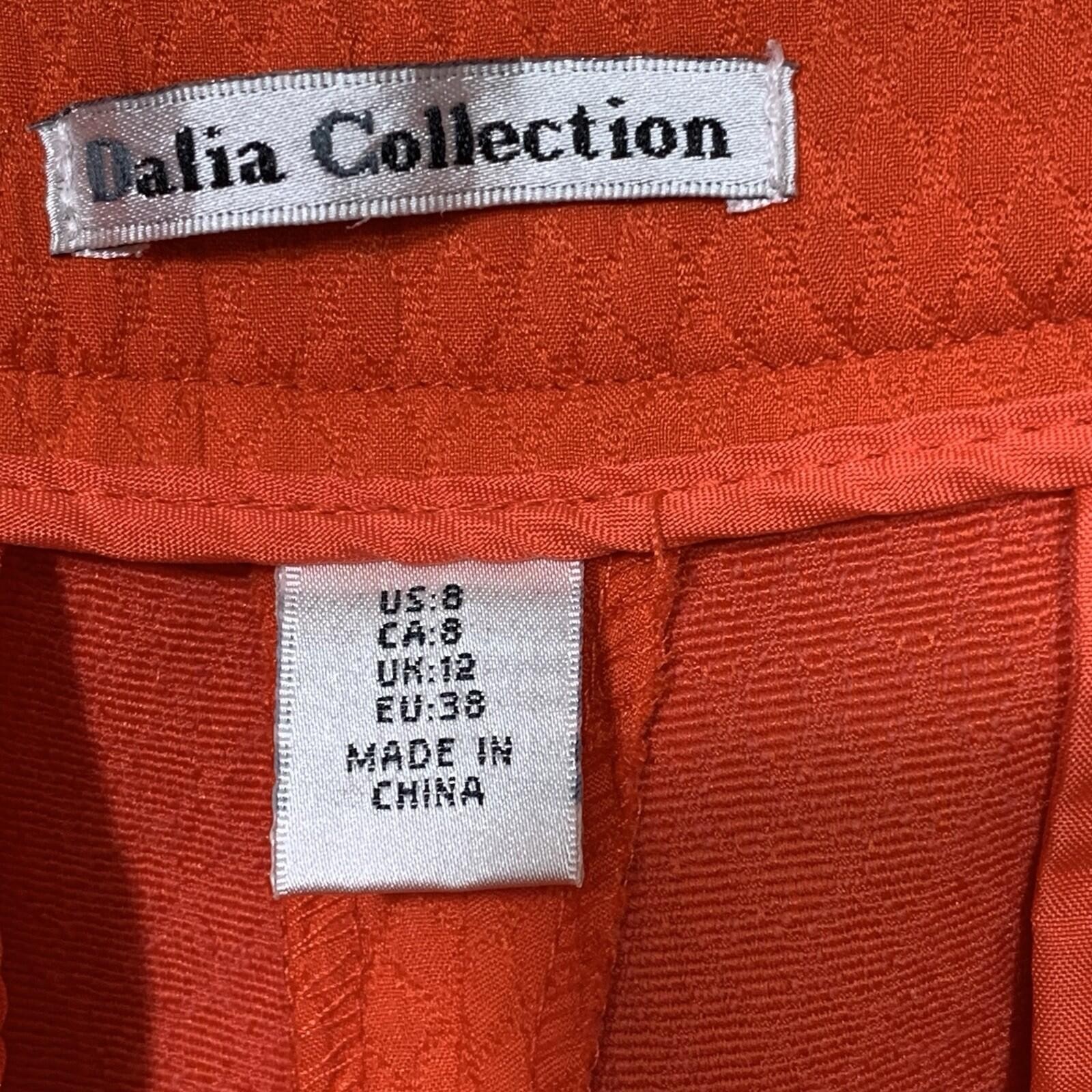 Dalia Collection Ankle Pants Womens 8 Orange Textured Diamond Jacquard Slim Fit