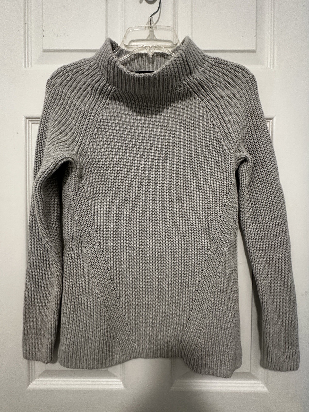Lands End 100% Cotton Baumwolle Grey Sweater Crew Knit XS Size 2-4