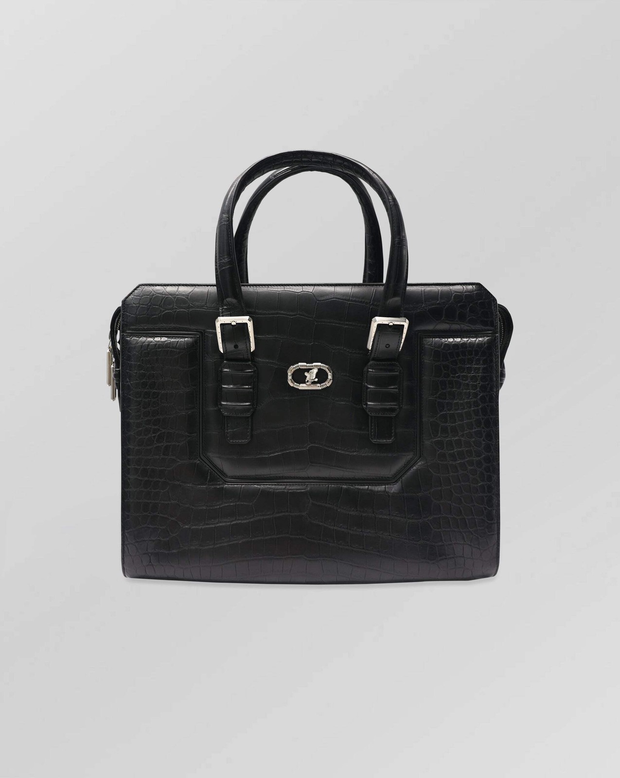 NEW STEFANO RICCI BRIEFCASE $31900 BLACK CROCODILE LEATHER 15X3.9X11 IN