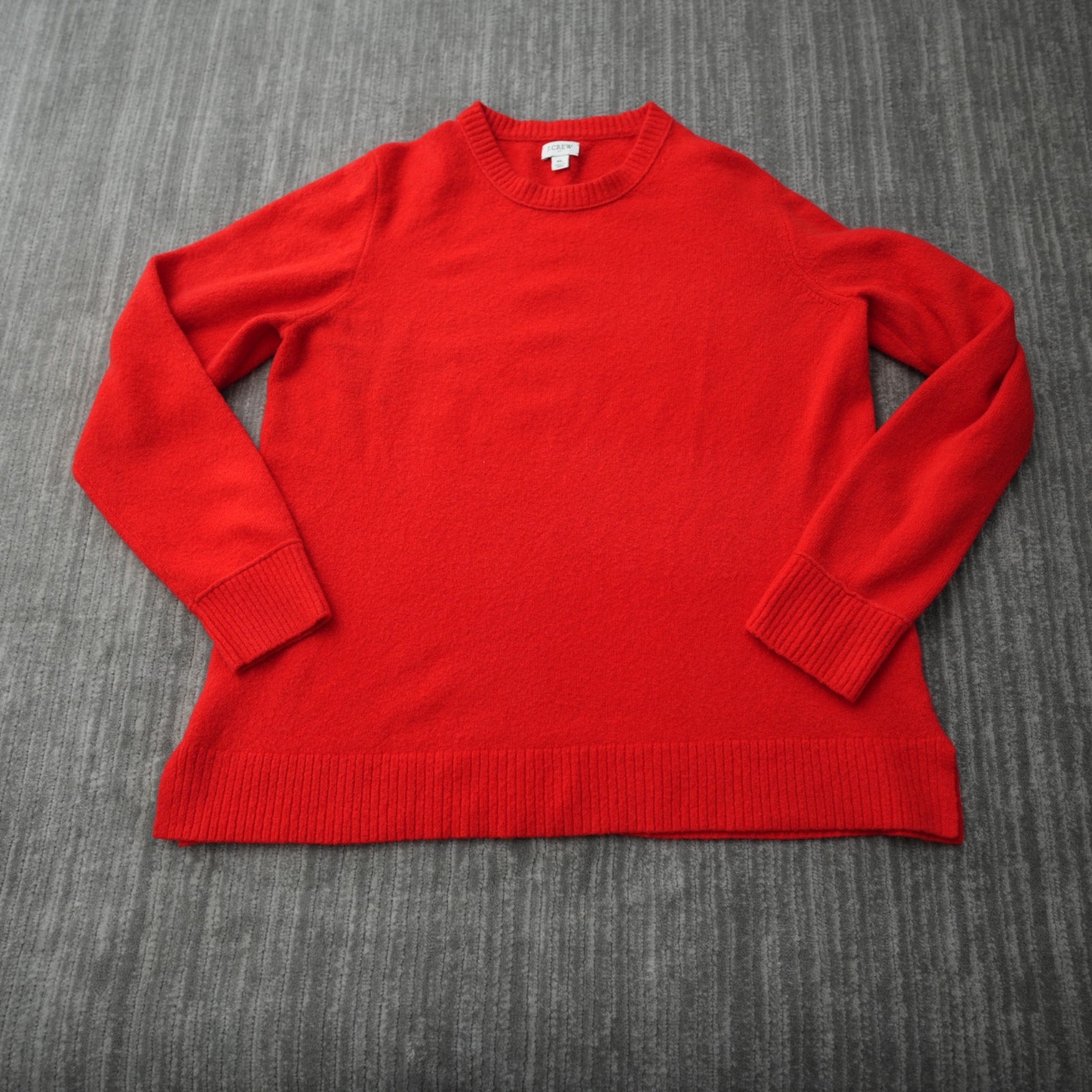 J Crew Sweater Women Red Crew Neck Long Sleeve Acrylic Wool Pullover Solid XL