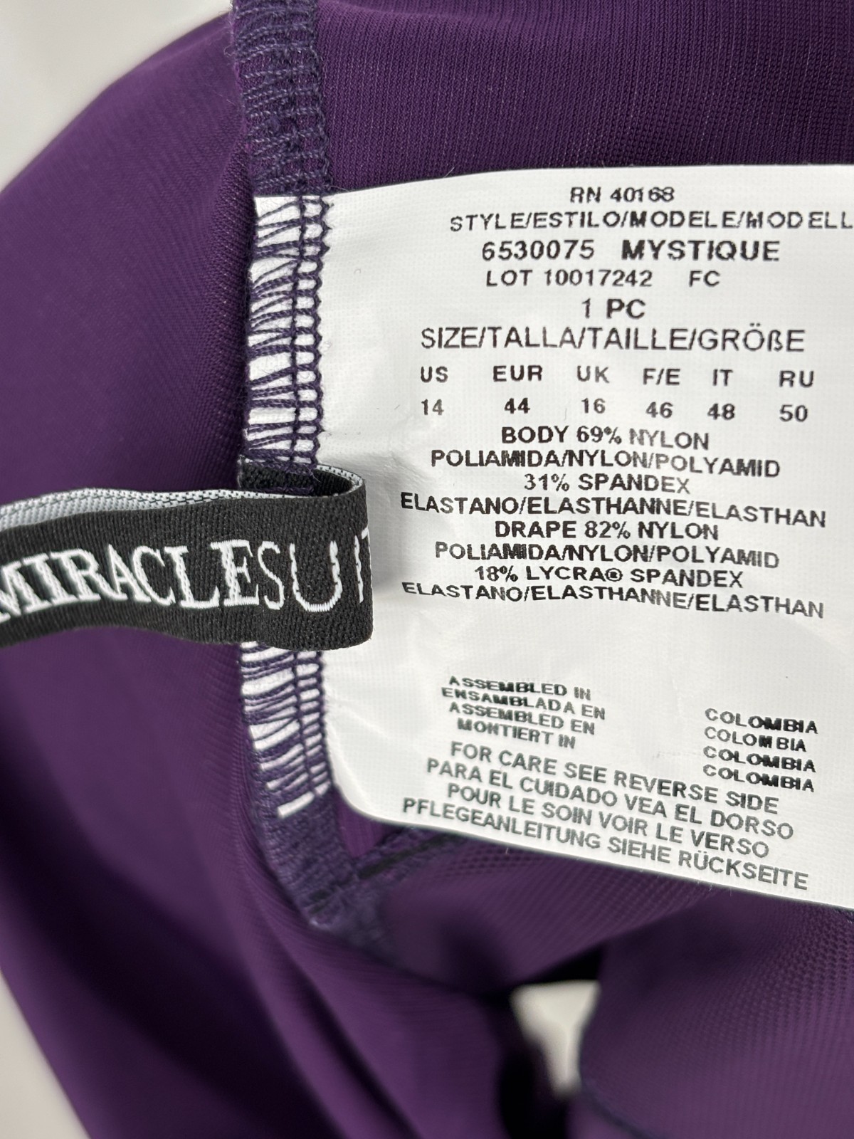 MiracleSuit Mystique One Piece Swimsuit Womens 14 Purple Body Shaping Beach NWT