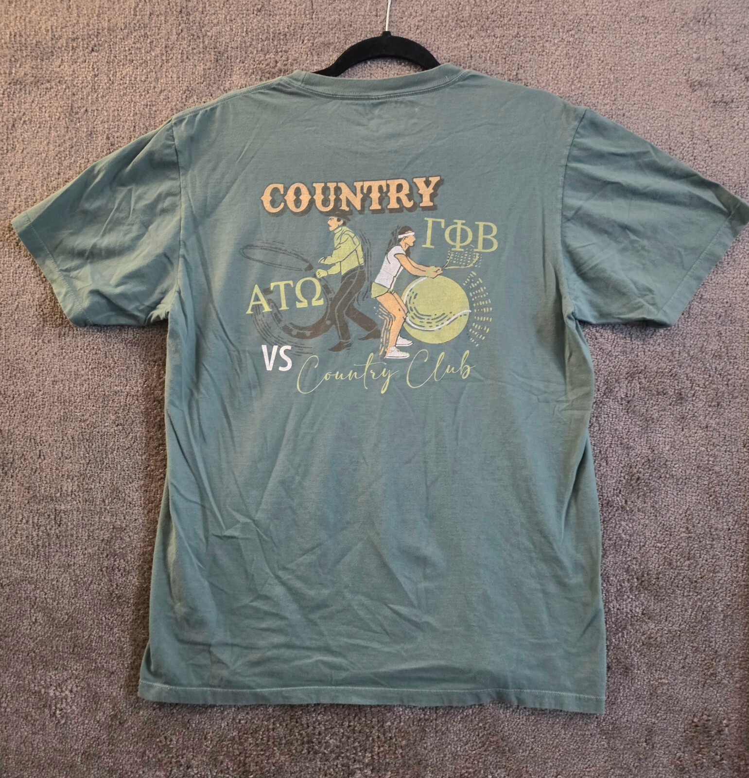 Men Top Size M Sage Green Distressed Comfort Wash Pocket “Country Club” Cotton