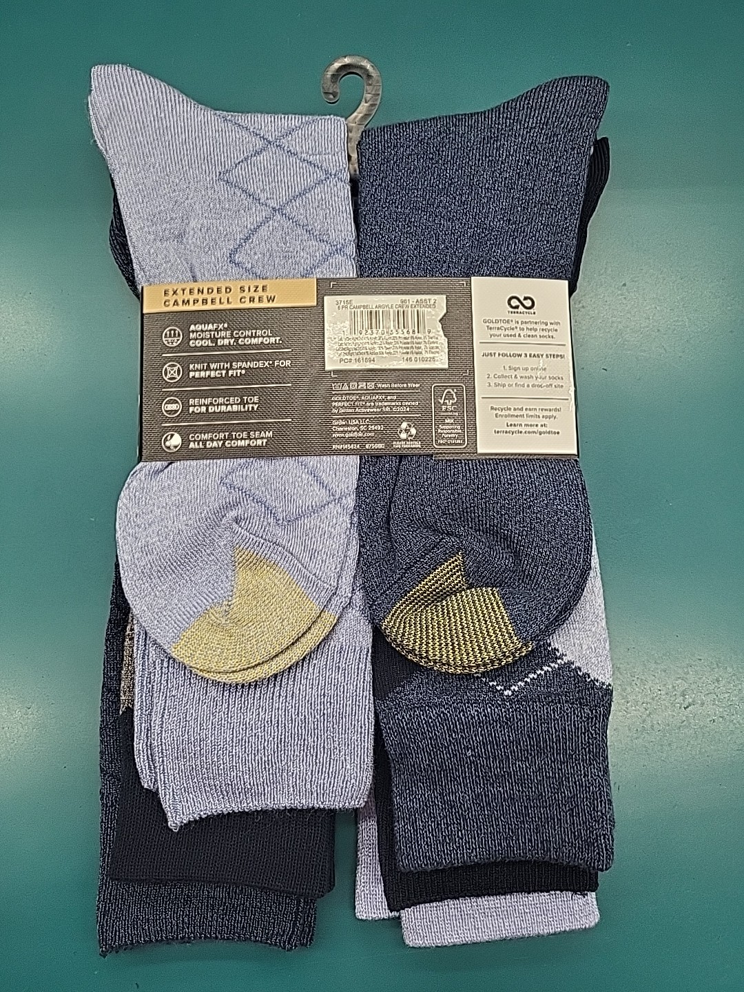 Gold Toe Dress Socks Extended Size 12-16 Argyle Mens Socks, 6-Pack NAVY Assorted