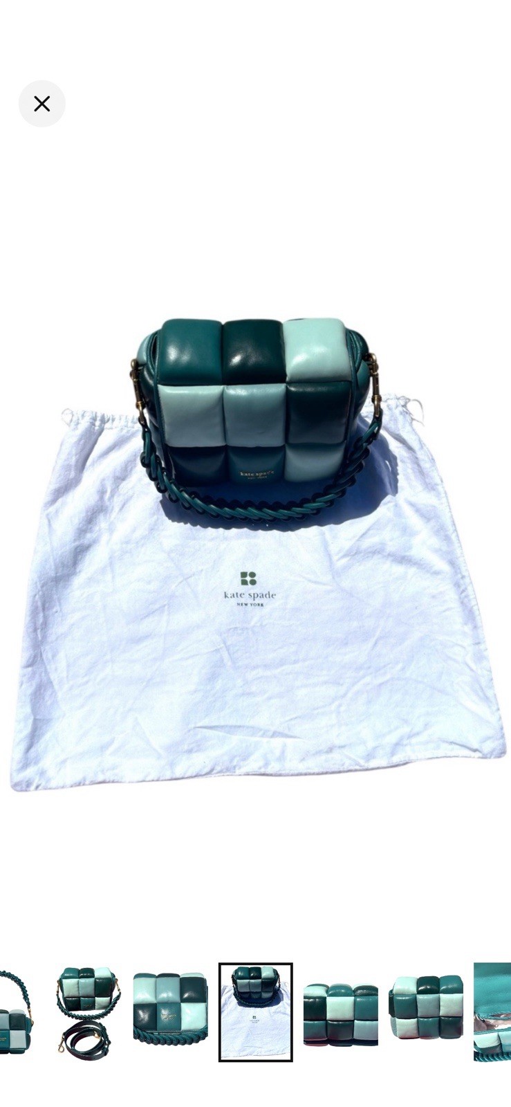 kate spade new york Green Colorblock Padded Shoulder Bag Detachable Strap