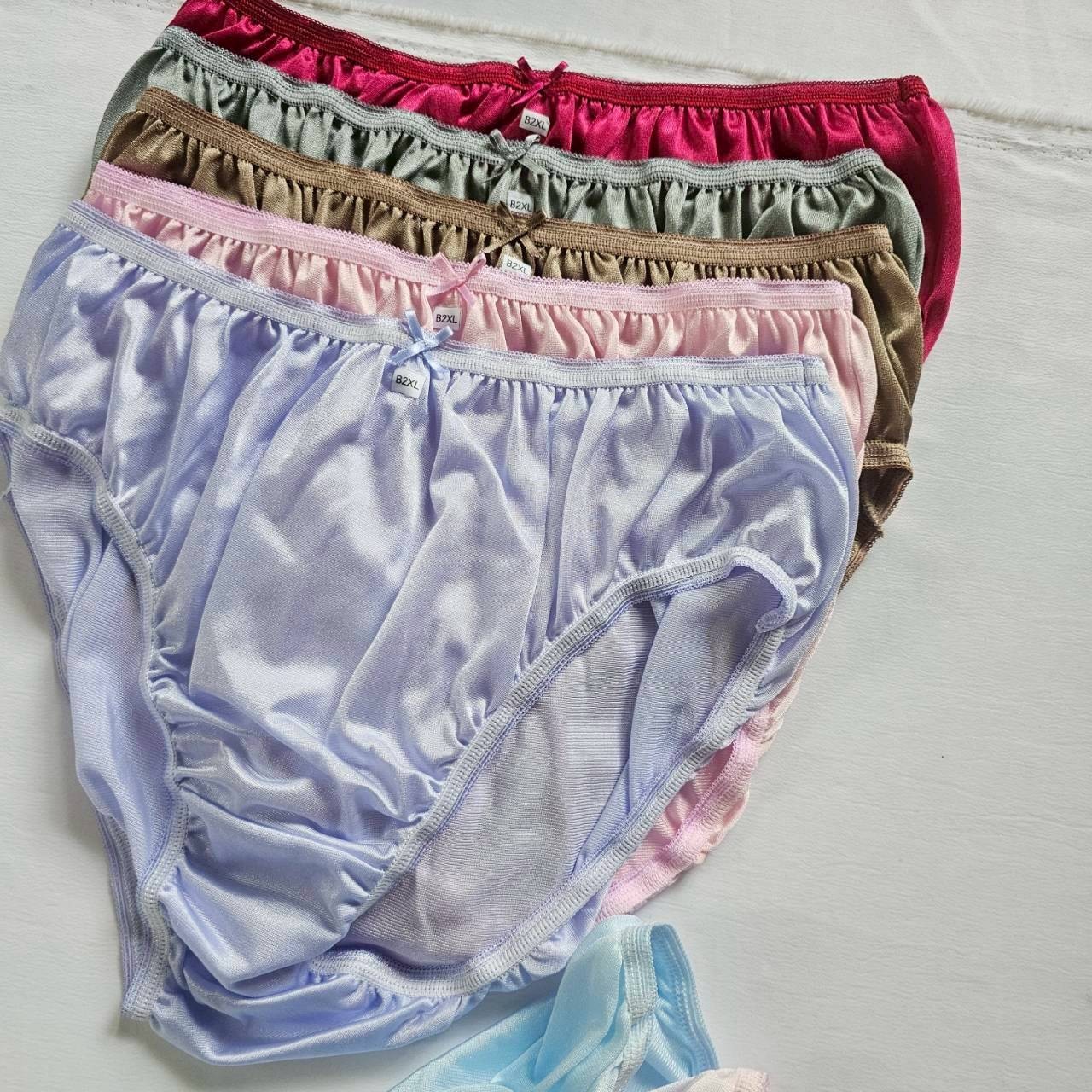 12 Plus Underwear Mid-Waist Panties Women Mens Briefs Nylon Silky Soft /2XL/Mix