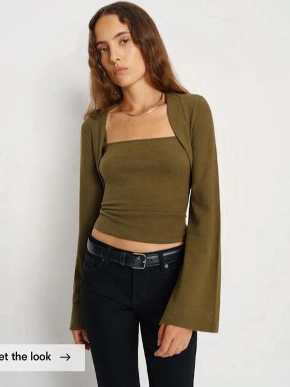 NWT reformation Chloe Knit Shrug Set in olive green size small