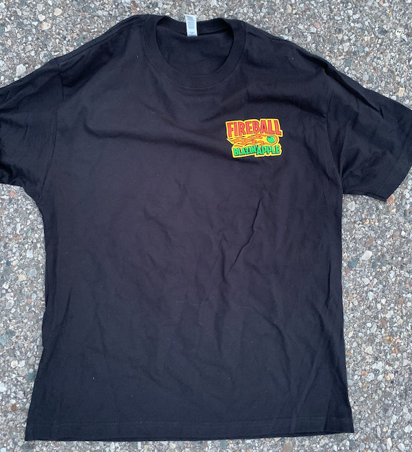 Bella+Canvas T-shirt, Black, Large, with Fireball Blazin Apple and snake