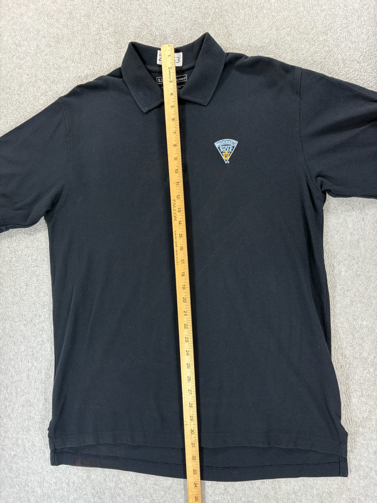 Massachusetts State Police Stitched 5.11 Tactical Polo Shirt (Men’s Large) Black