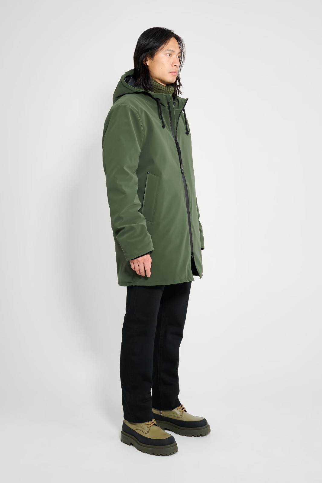 Stutterheim Stockholm Men’s Matte Winter Green Coat New With Tags
