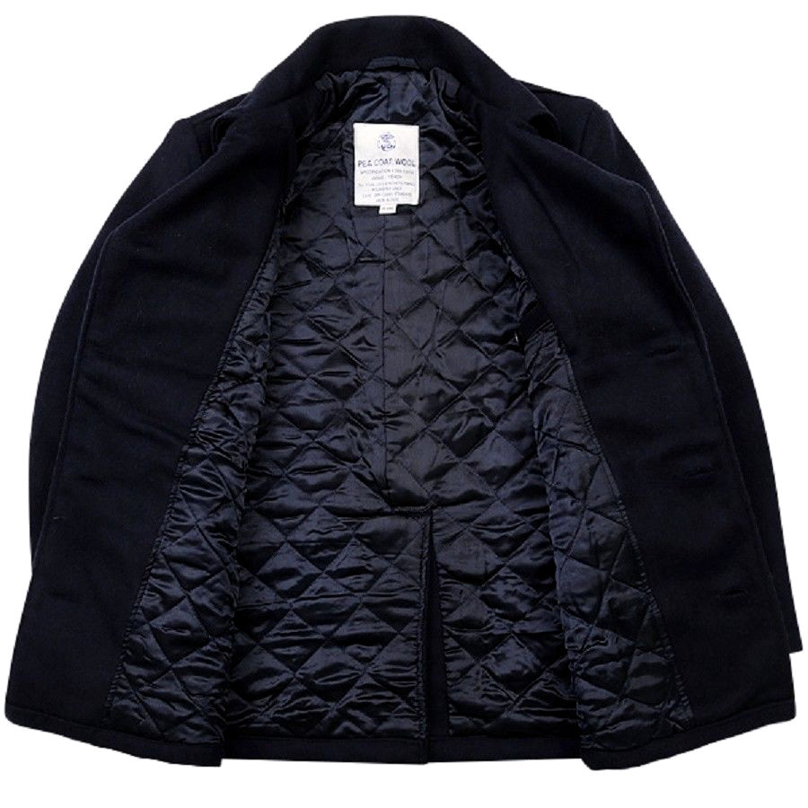 Pea Coat US Navy STYLE Jacket Non-USGI USN CVN DDG SSN LHA Wool Peacoat Black