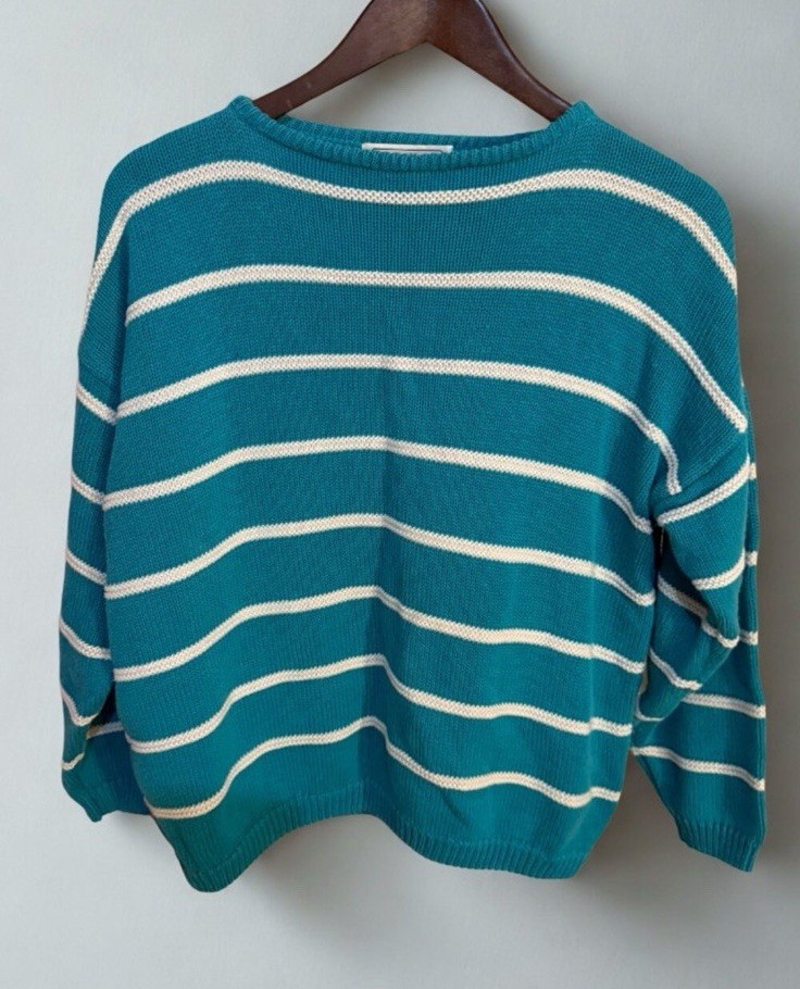 Vintage GAP Clothing Co Ramie Cotton Striped Sweater Hong Kong Oversized 1980s