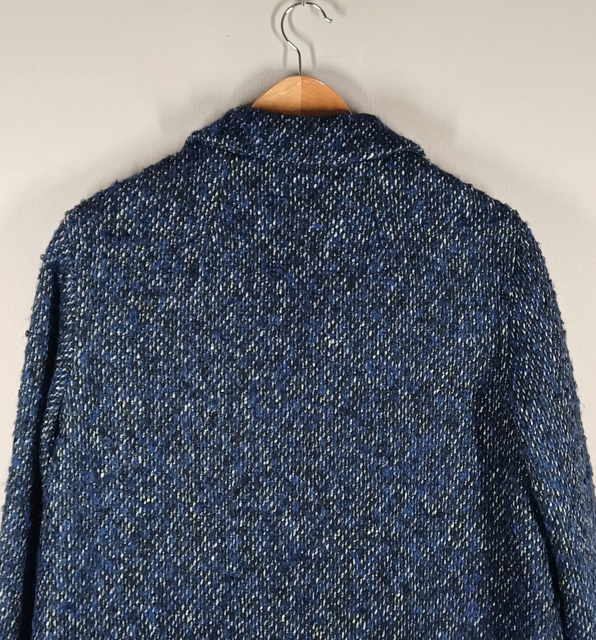 Jaeger Overcoat Womens Medium Navy Blue Virgin Wool Alpaca Blend Double Breasted