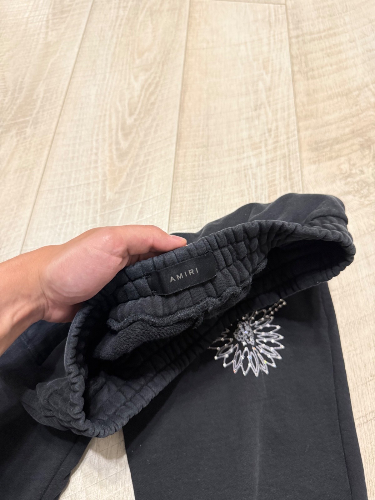 Size 34/L – AMIRI Crystal Stick Poke Sweatpants Black