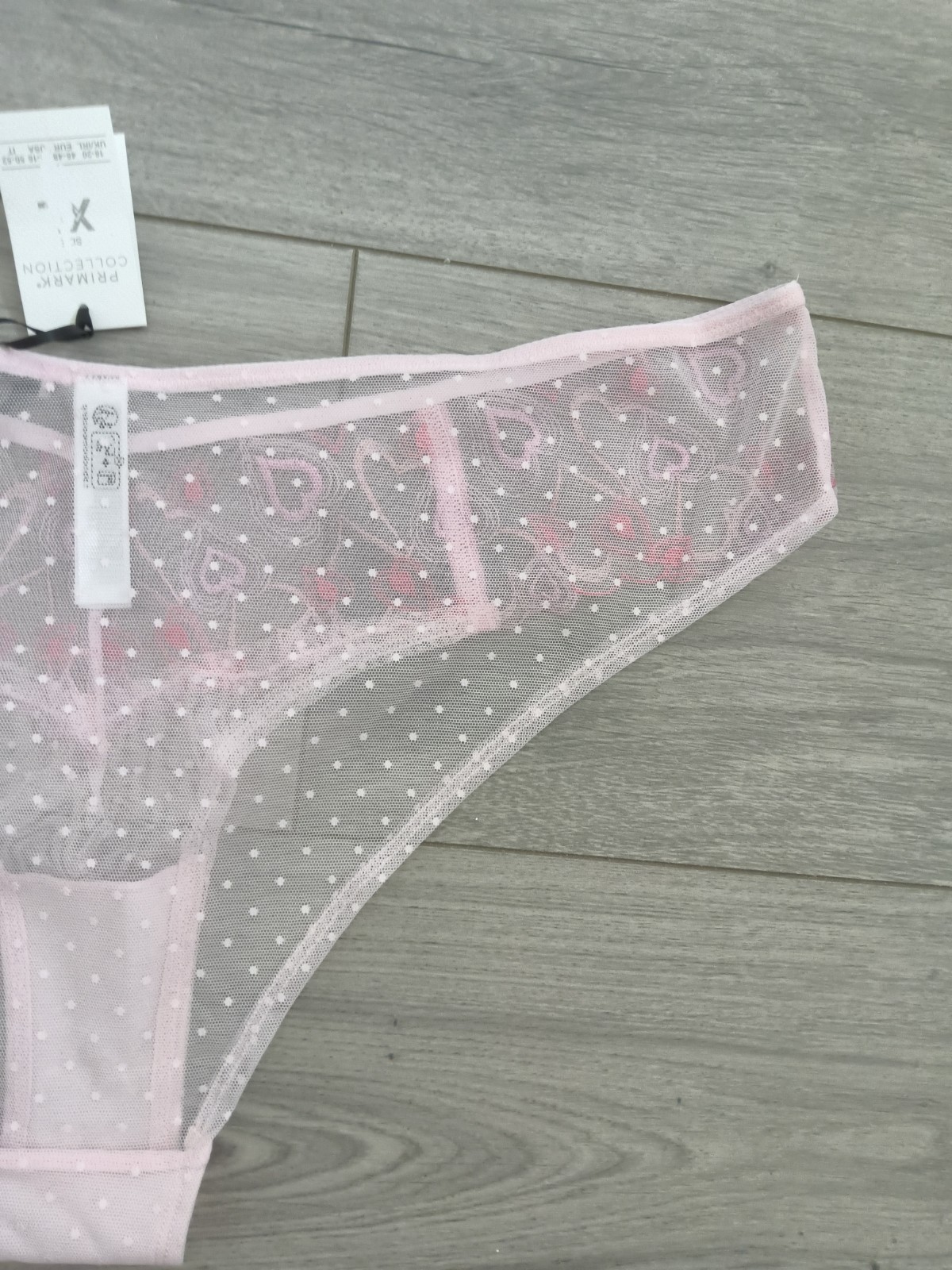 BNWT Primark Collection Extra Sheer Pink Embroidered Lace Trim Briefs Size 22-24