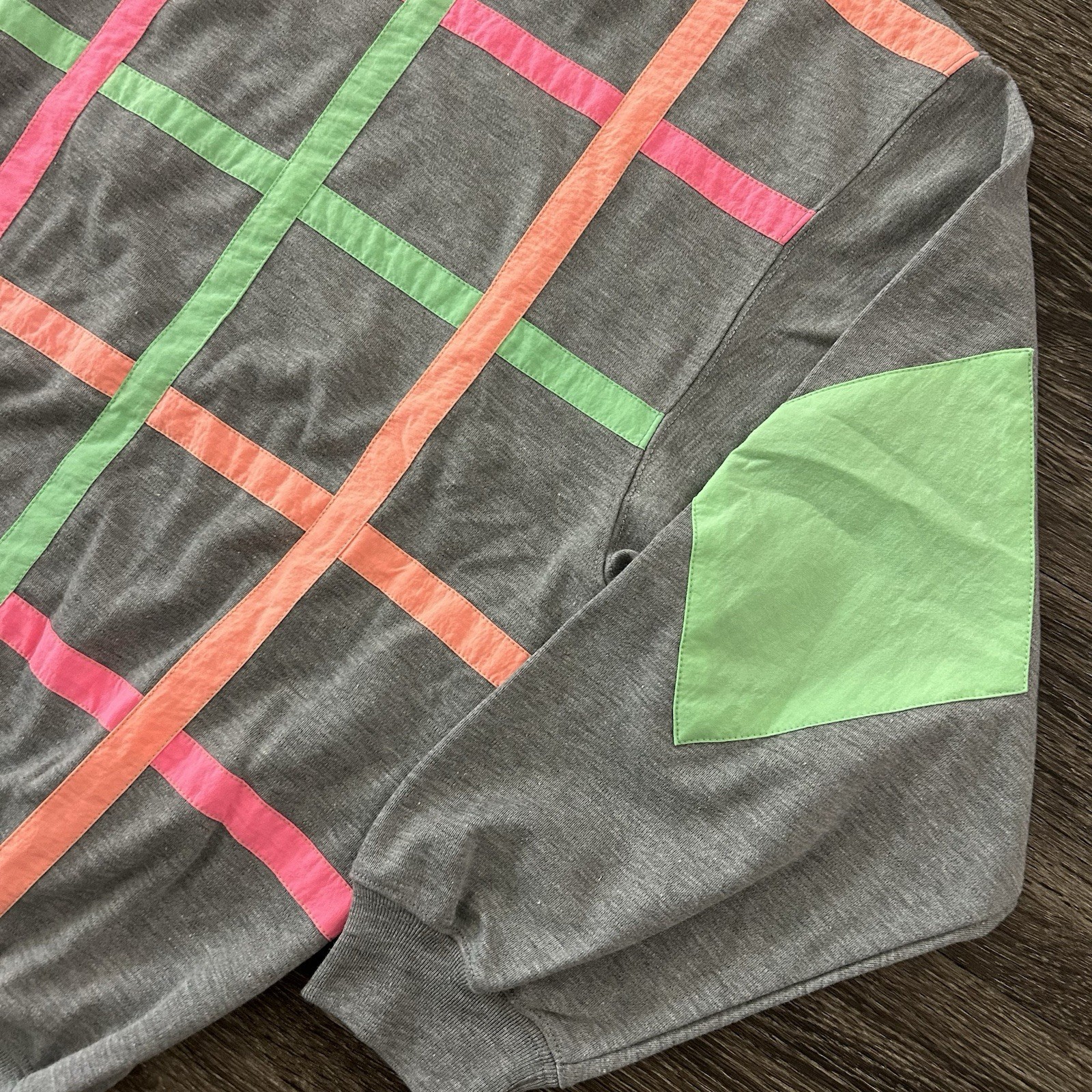 Vintage 80s 90s Recreation Pullover Sweatshirt Sz M Neon Elbow Patches Deadstock
