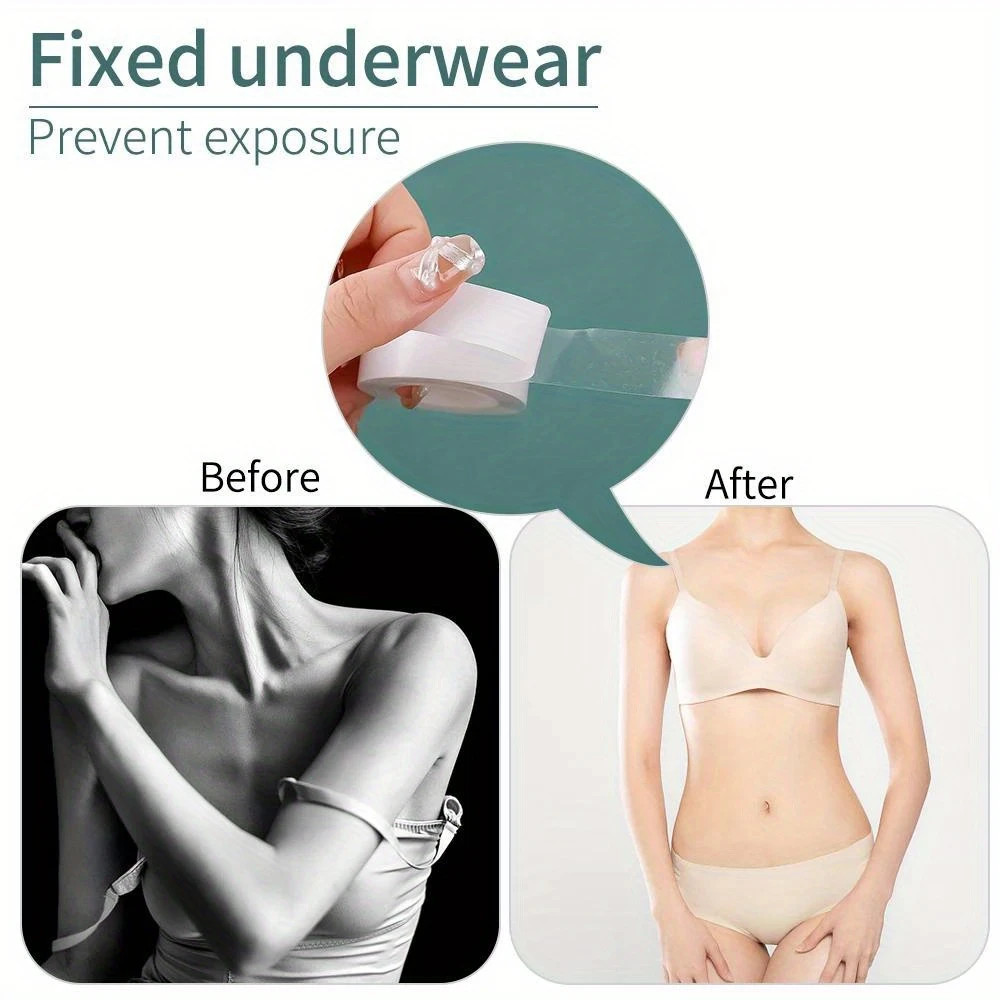 2× Double-Sided Body Tape Roll Waterproof & Sweatproof Strips for Cloth Dress US