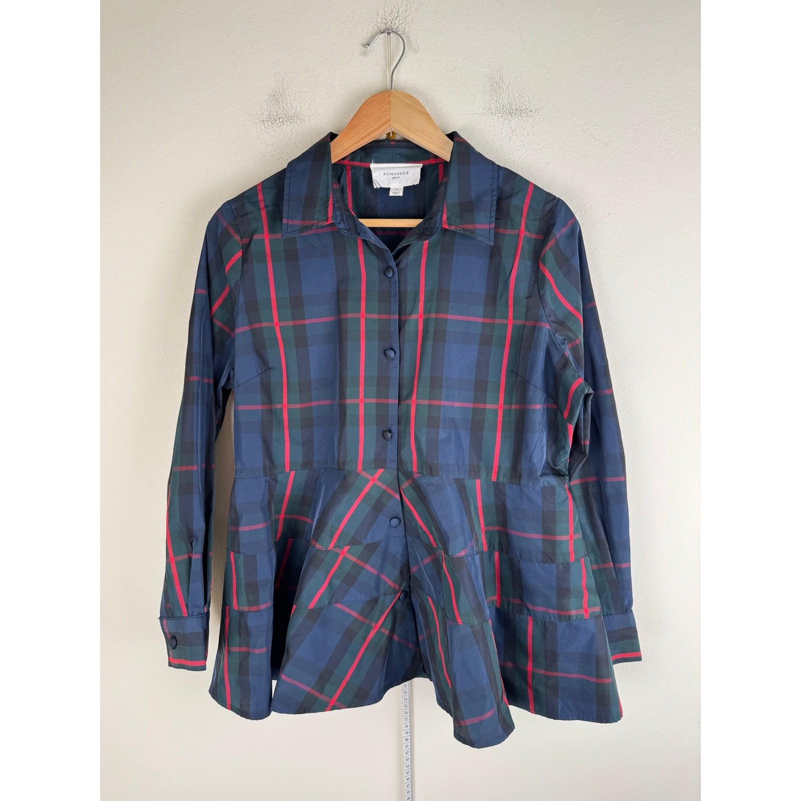 Tuckernuck Pomander Place Ashlen Fraser Plaid Button Blouse Medium Blue