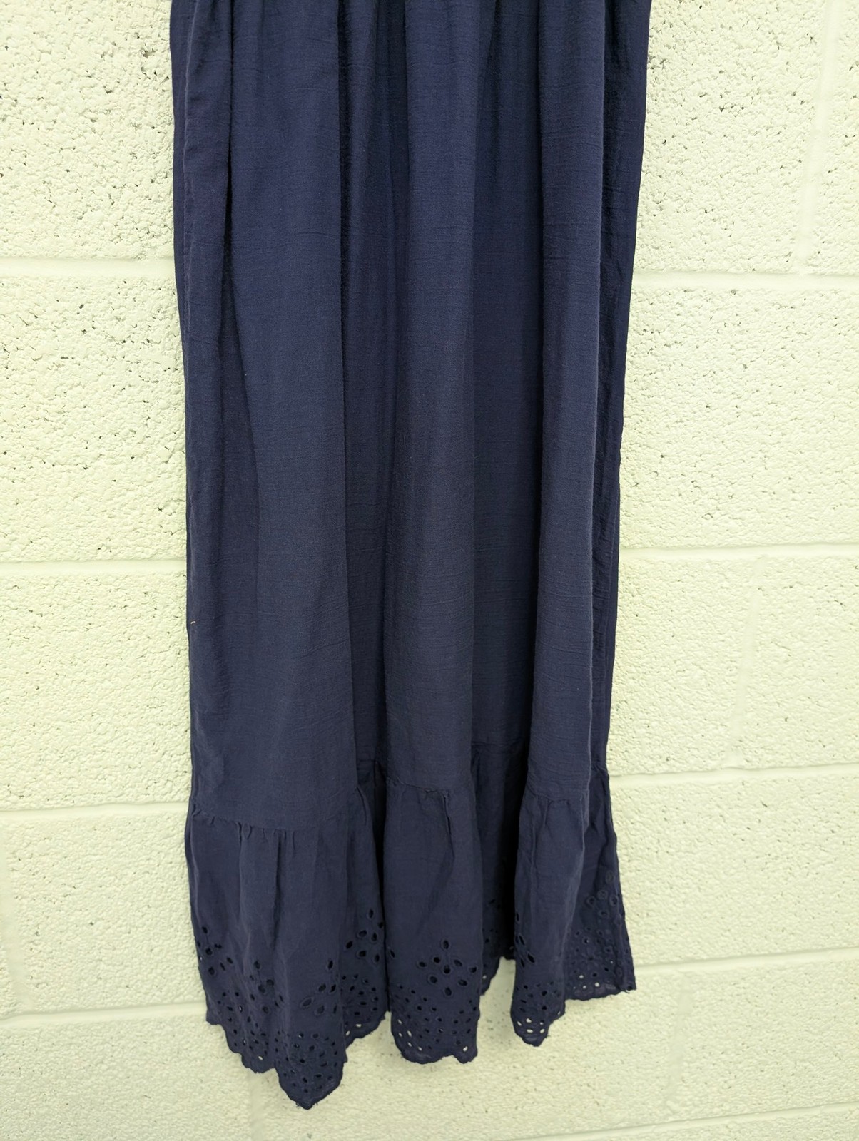 Accessorize 100% Cotton Midi Dress Purple/Navy Stretch Summer Holiday M UK 12-14