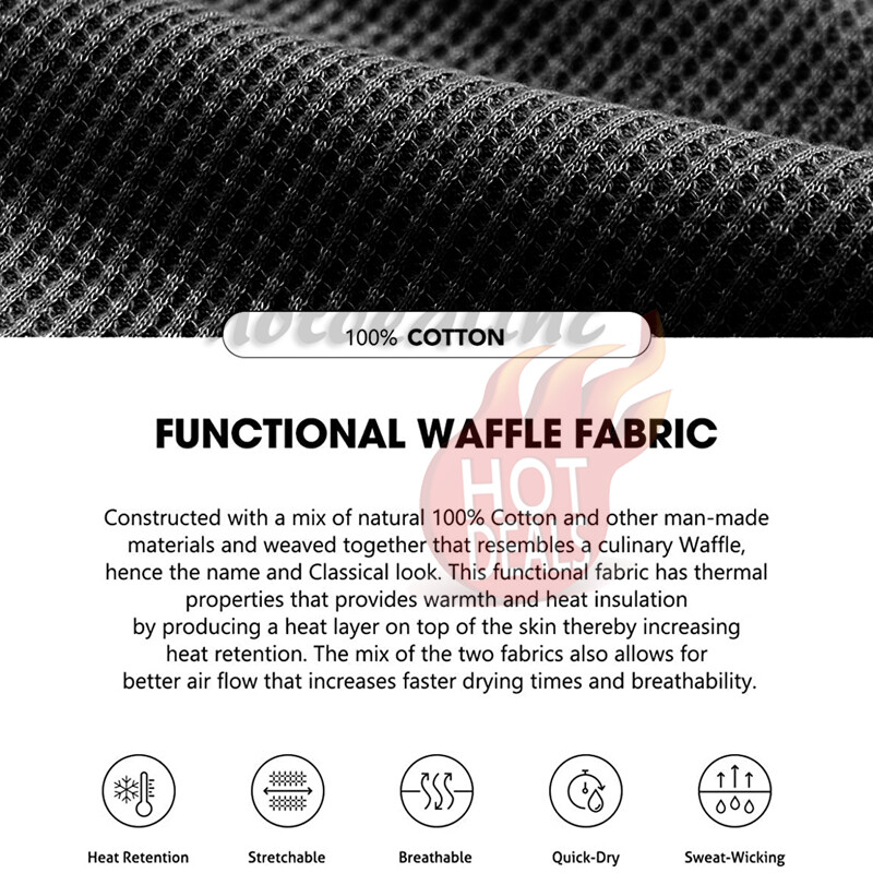 Men’s Waffle Knit Thermal Long Johns Winter Top/Bottom Cotton Underwear Set