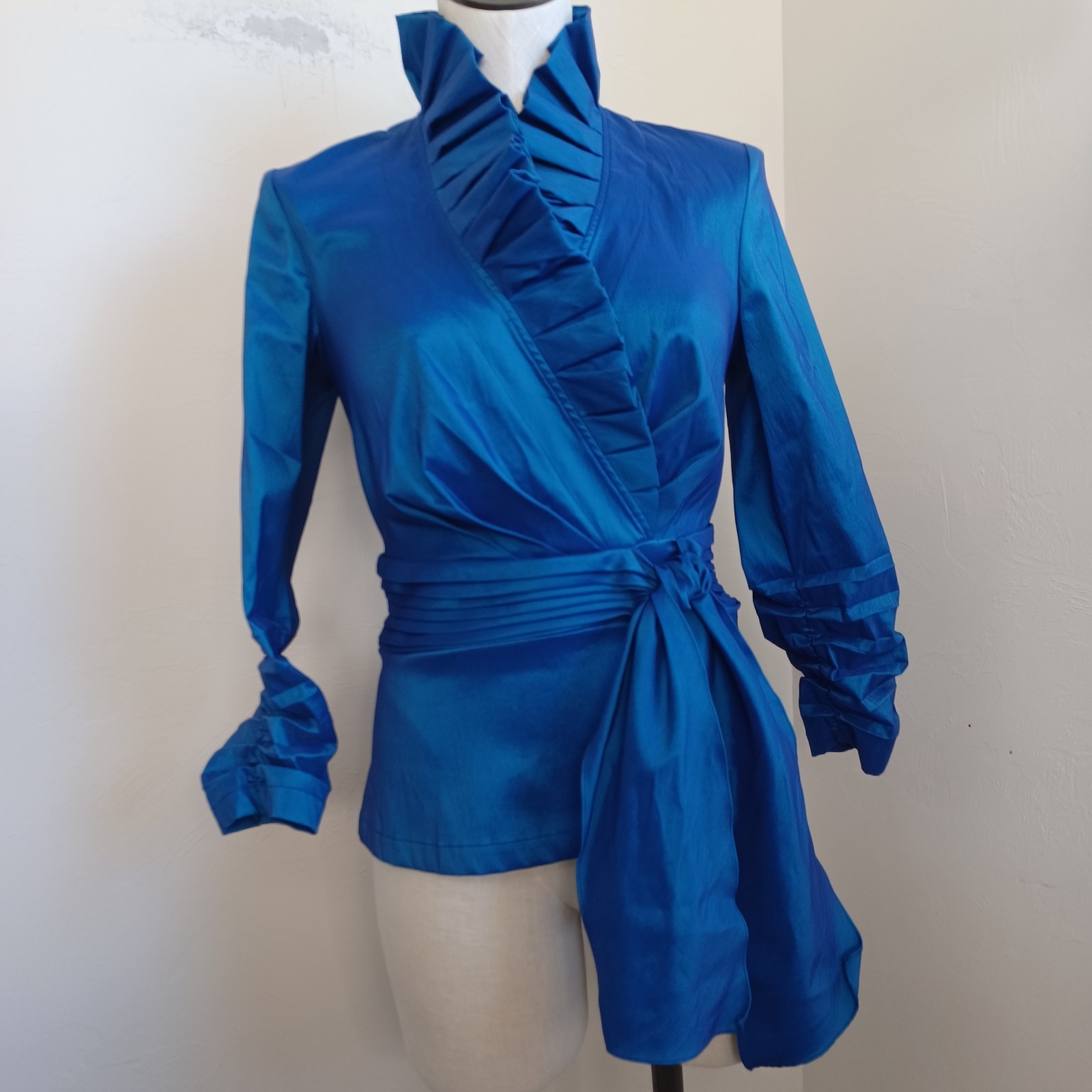 Tadashi Collection Blouse Womens 4 Tadashi Shoji Taffeta Ruffle Elegant Top