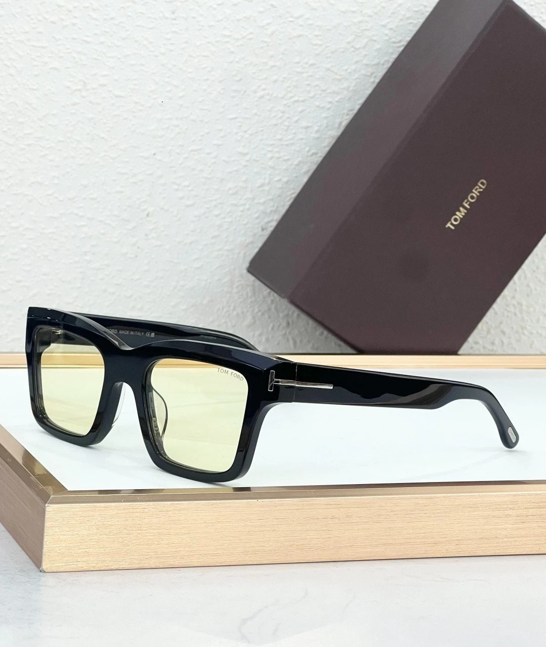 Tom Ford TF1154 Sunglasses Glossy Black Frame Light Yellow Lenses