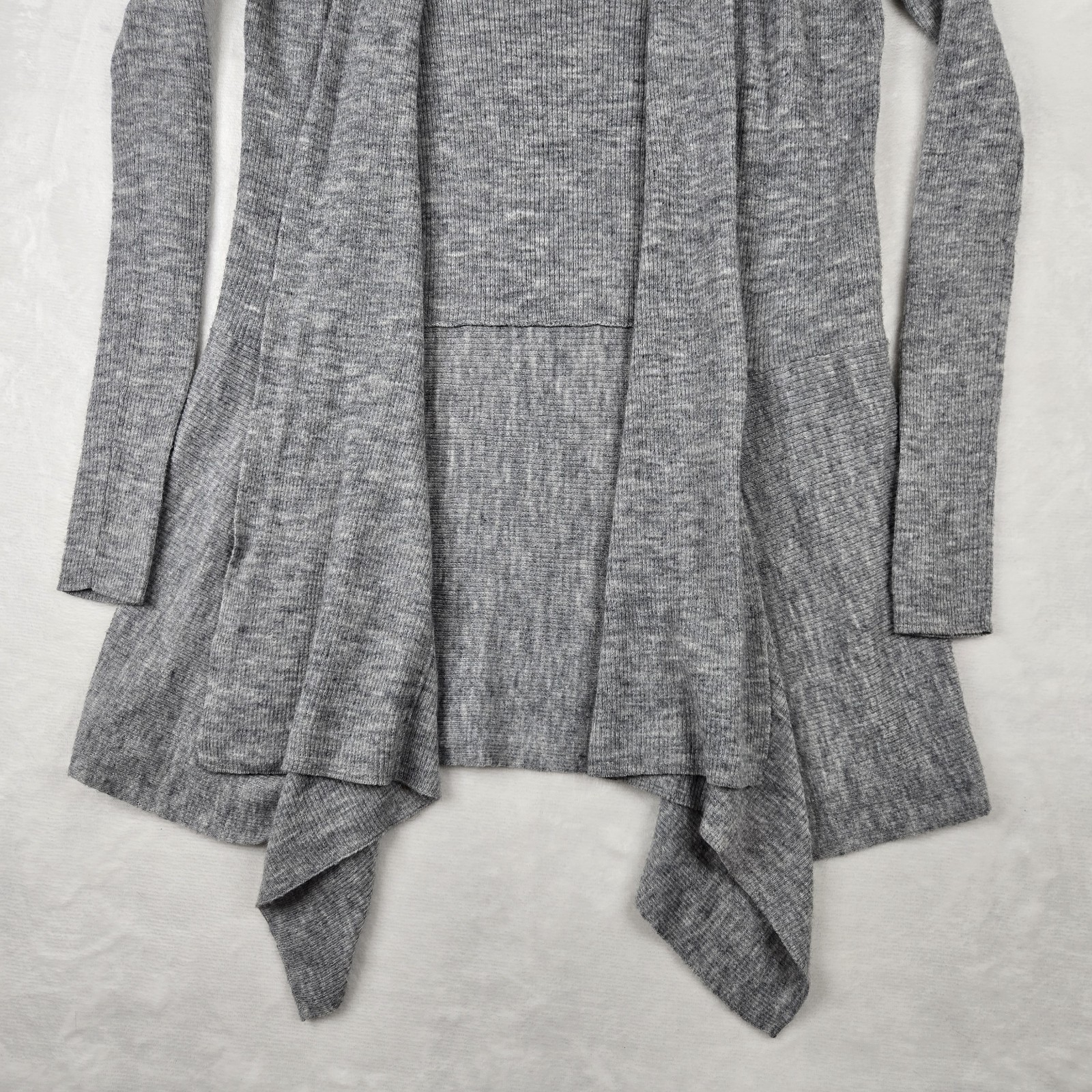 All Saints Gray Keld Olivo Open Front Alpaca Wool Ribbed Cardigan Sweater Size S