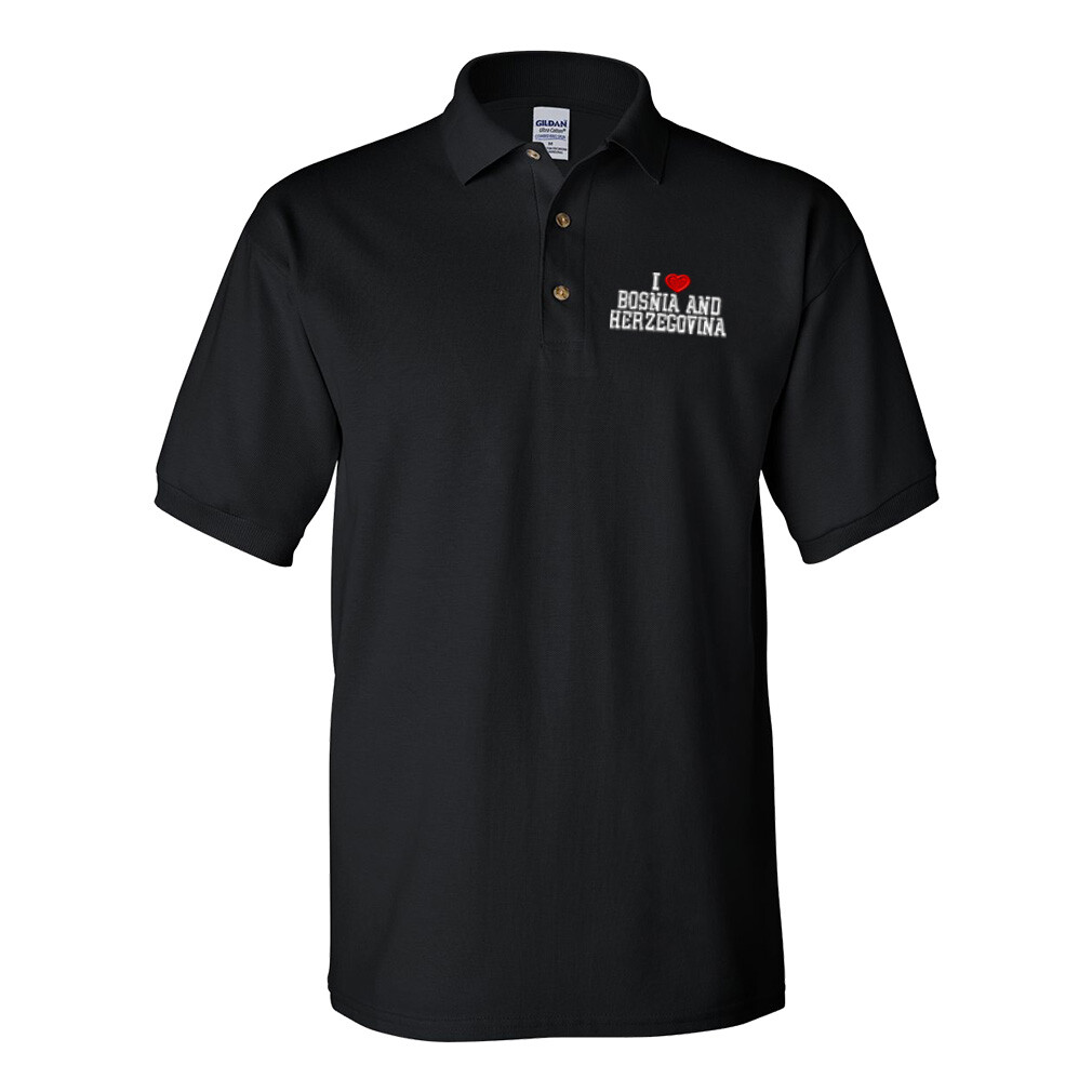 Polo Shirts for Men I Love Bosnia and Herzegovina Cotton Short Sleeves Golf Tees