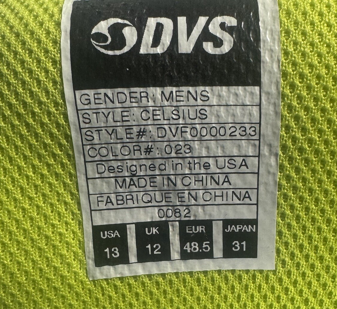 DVS Shoes Celsius Shoes Grey/Black/Lime 12 DVF0000233023-BLK/GRY/LIM-12