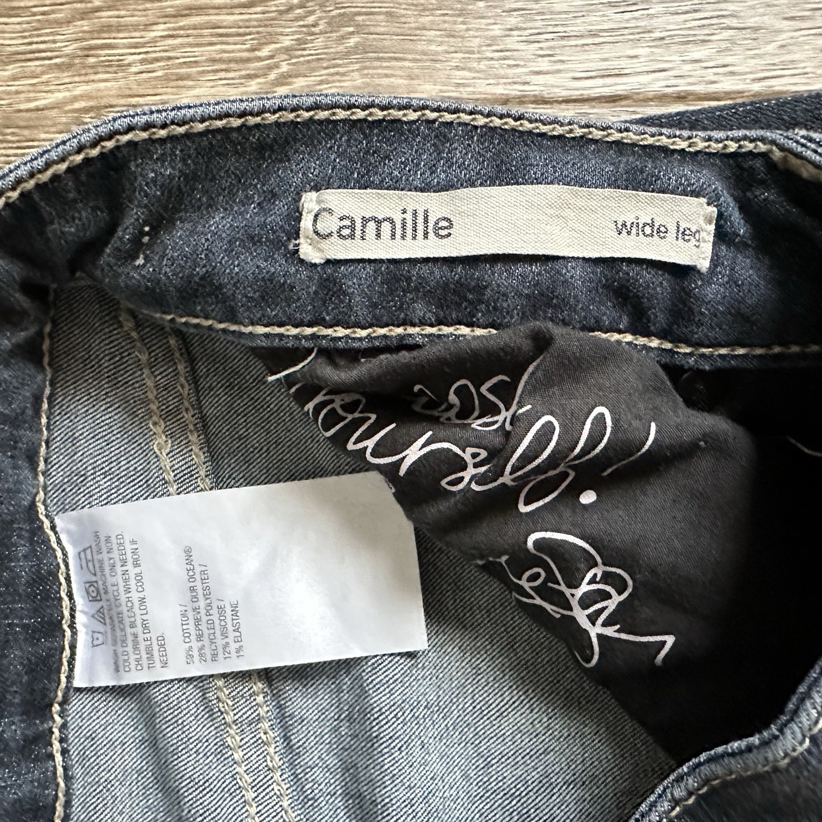 Me Camille Wide-Leg Dark Wash Blue Denim Jeans Women’s Petite 8P Pockets