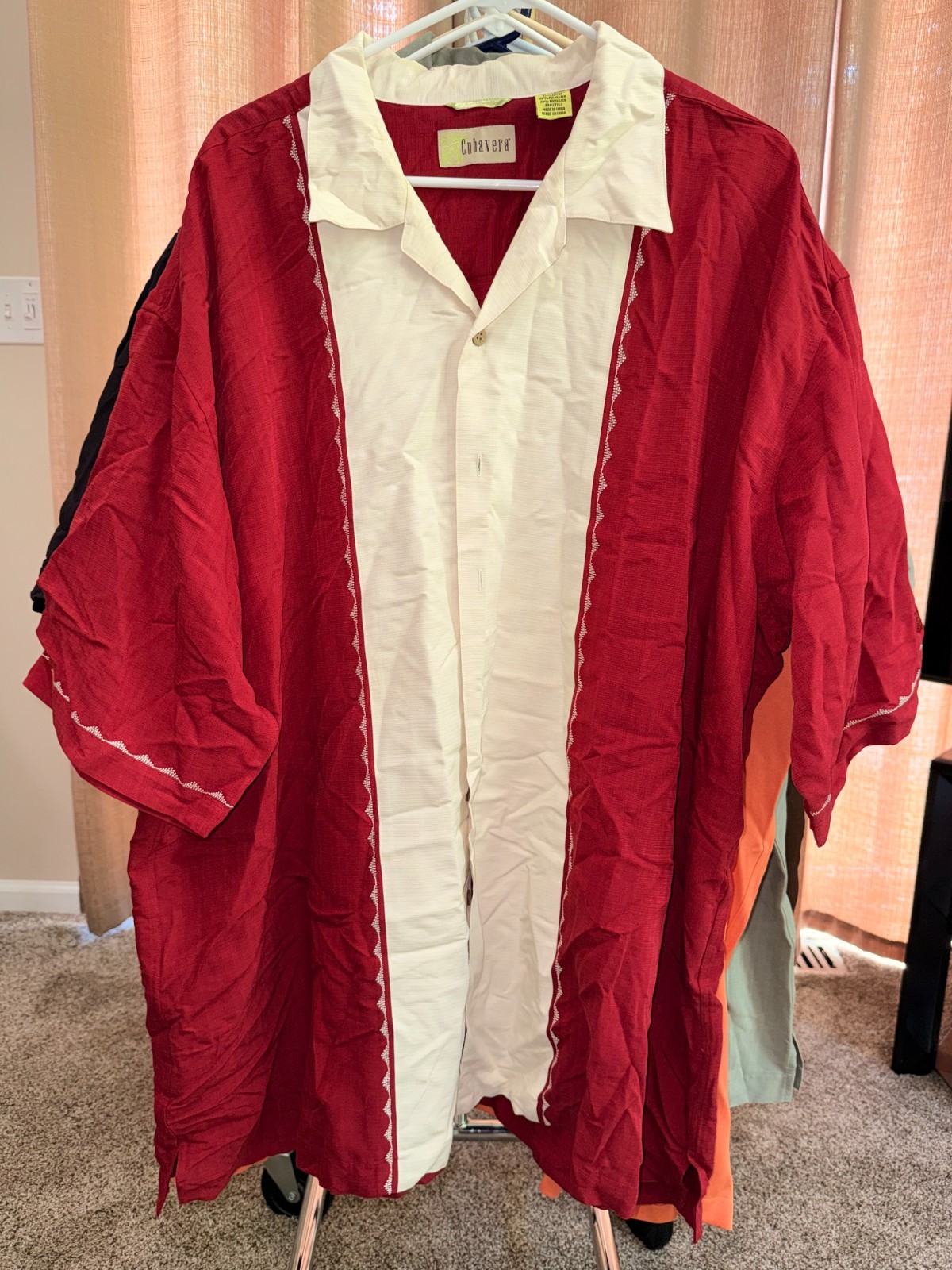 Cubavera 3XLT Button Up Shirt – Red and Off White – Pre-Owned