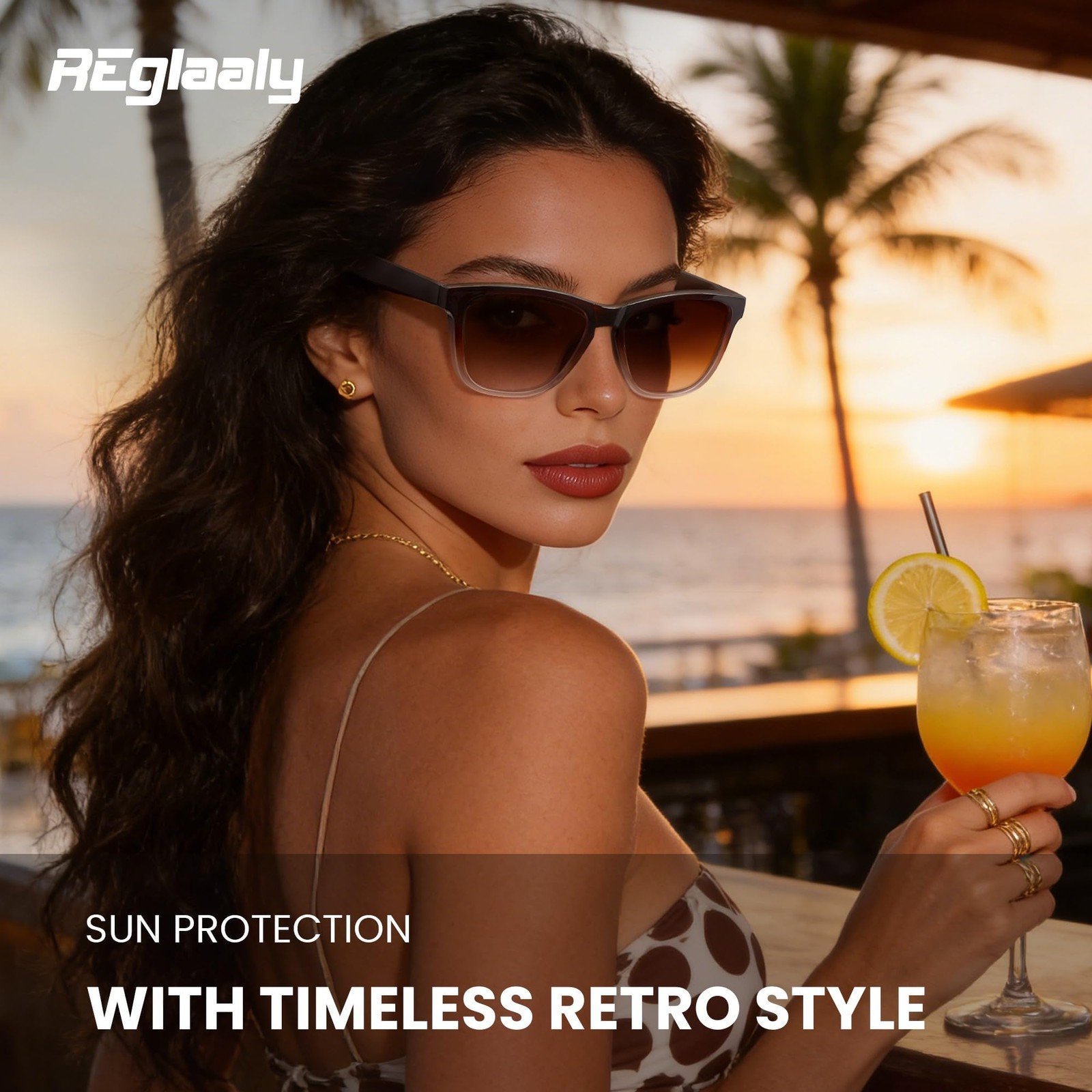 Reglaaly Polarized Retro Trendy Sunglasses Medium, A01- Tortoise / Brown Lens