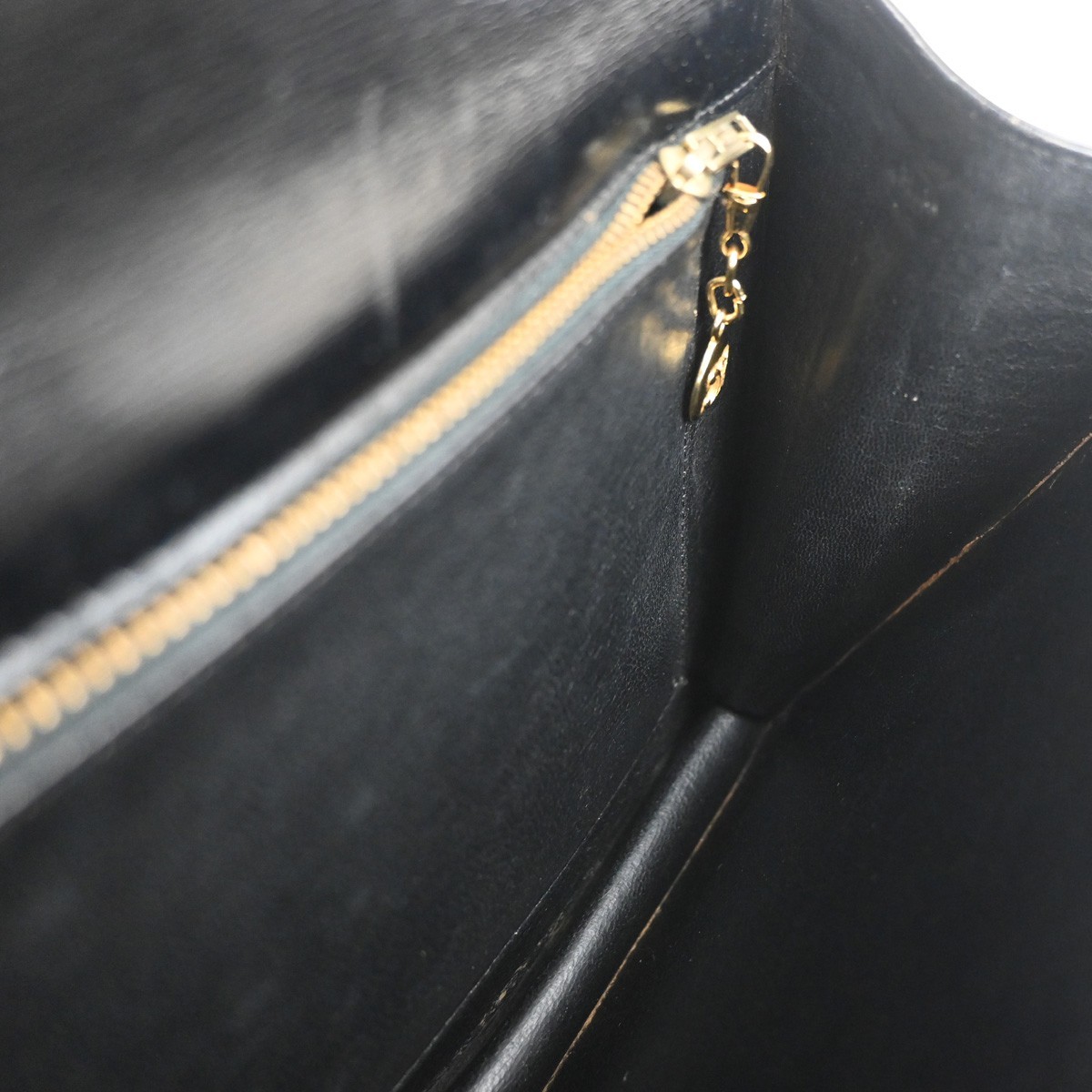 CELINE PARIS Logo Horse Carriage Shoulder Bag Leather Black Gold Italy 38KP606