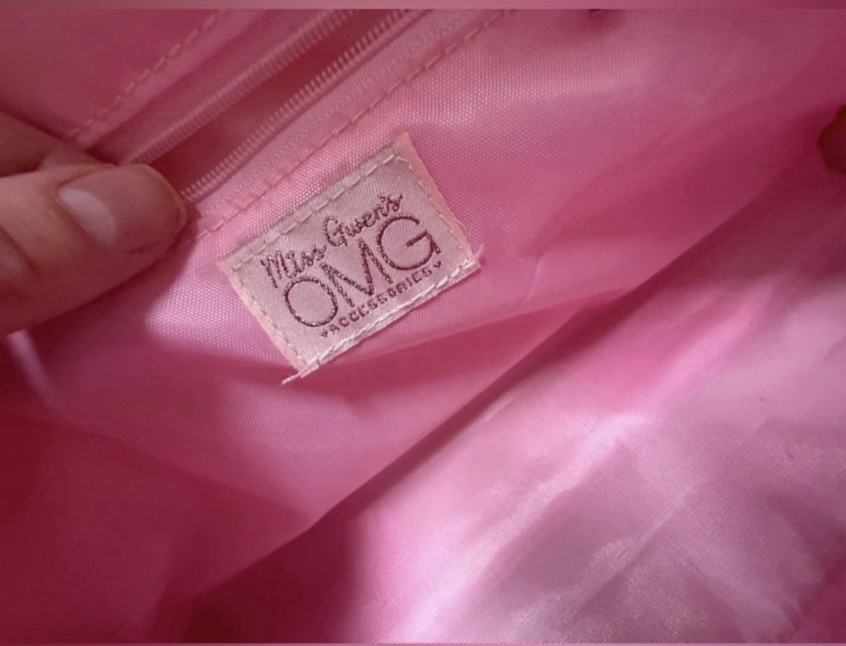OMG Accessories Pink Quilted Glitter LOVE Large Duffle Bag Zip w Bag Charm