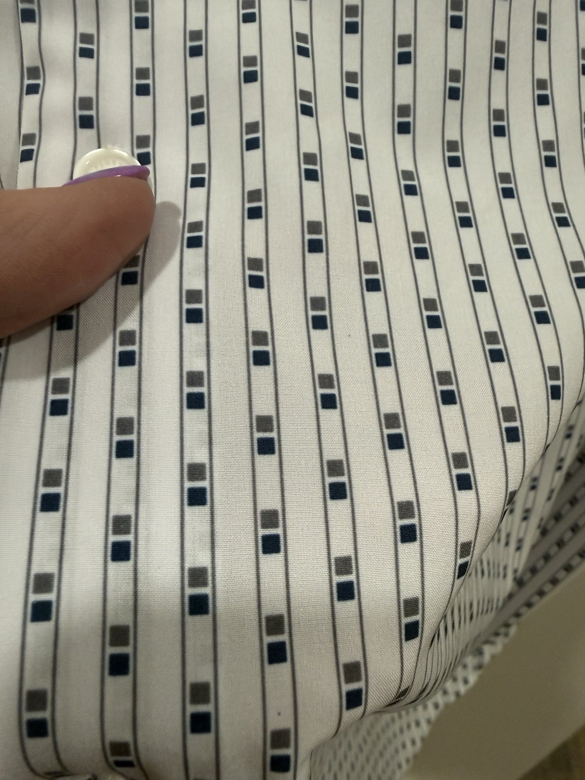 Perry Ellis Button-Up Shirt, Geometric Pattern (White/Blue/Gray), XL Tall, NWOT