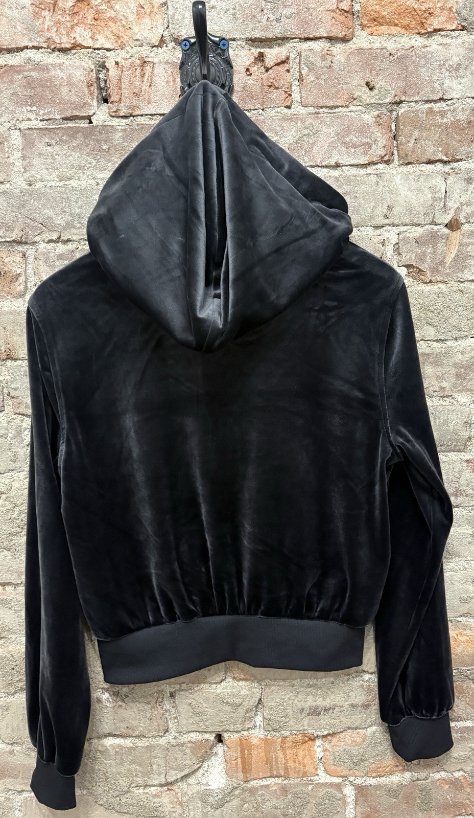 NWT No Boundaries Black Soot Velour Hoodie Jacket Zipper Women’s Size M (8-10)