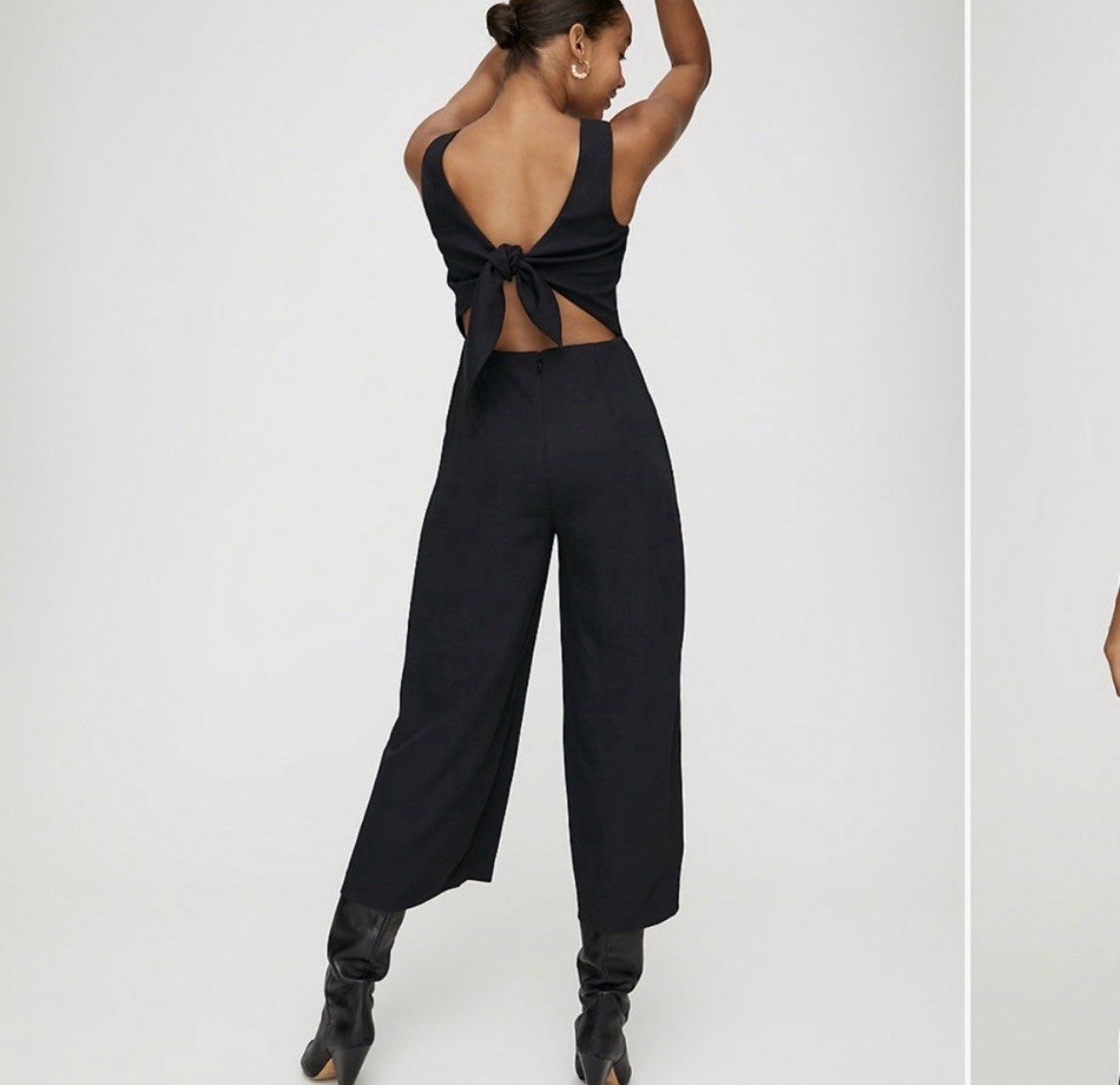 Wilfred Black Sleeveless Square Neck Wide-Leg Polyester Jumpsuit Women’s 8