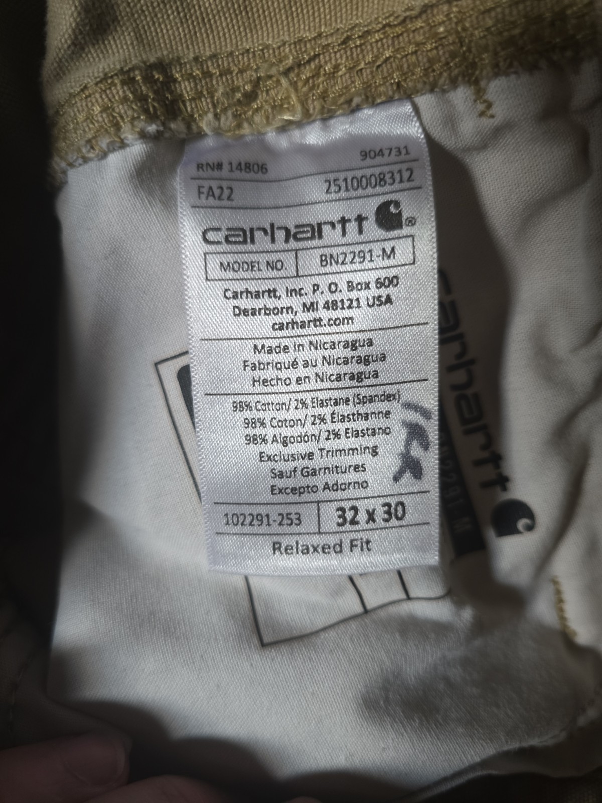 CARHARTT Rugged Flex Relaxed Fit Canvas Pants Men’s 32×30 Great Condition