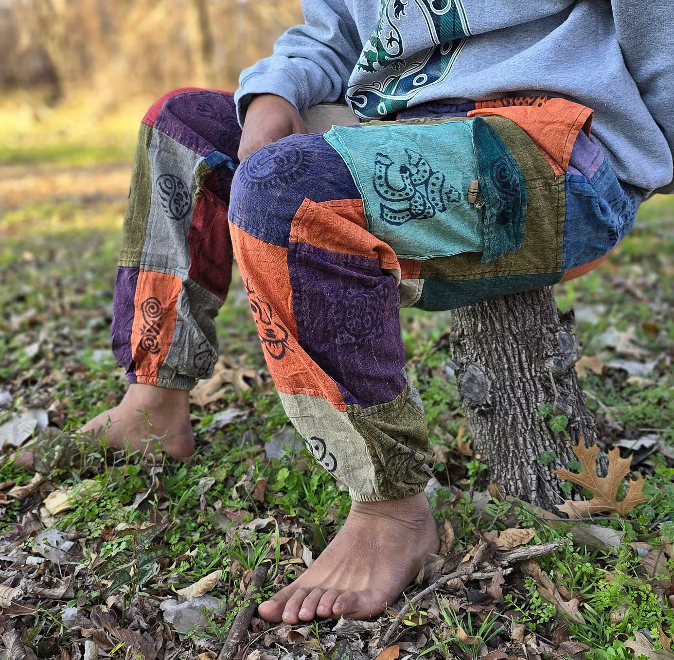 Organically Handmade Natural Stonewashed Hippie Colorful Hemp Comfortable Yoga P